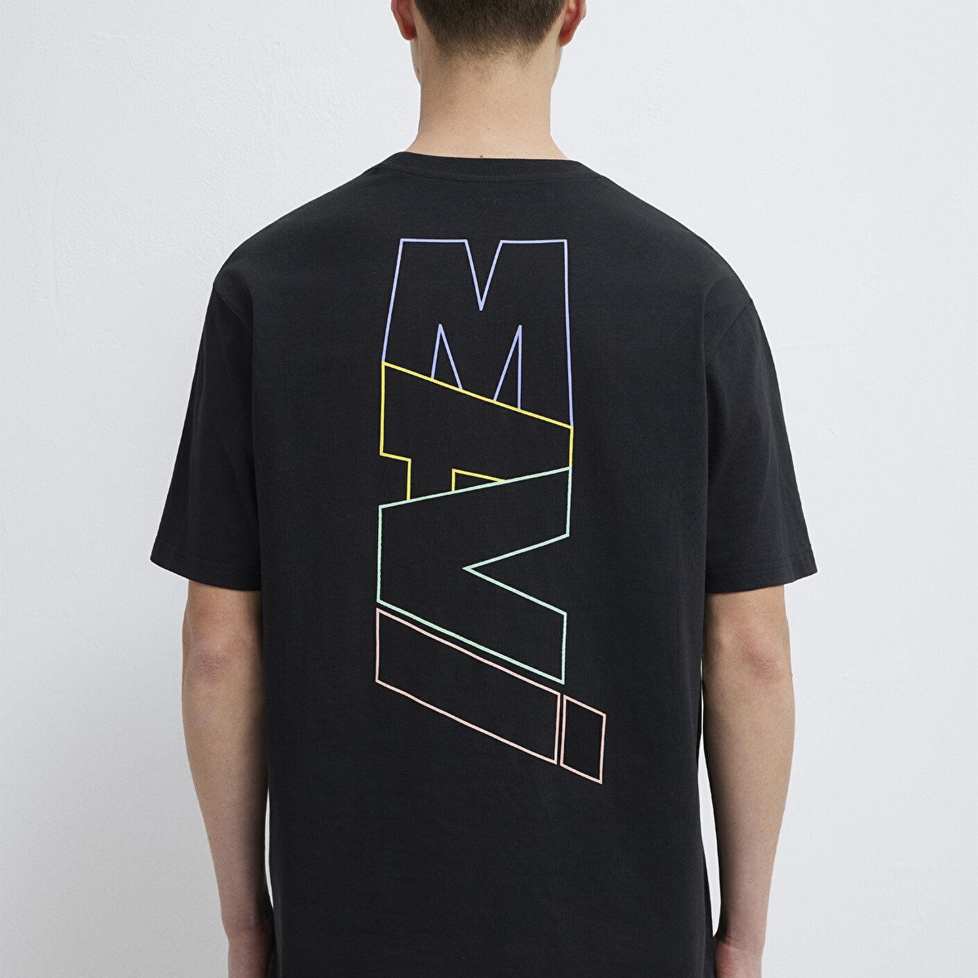 Mavi Mavi Logo Sırt Baskılı Siyah Tişört Loose Fit / Bol Rahat Kesim 0612350-900