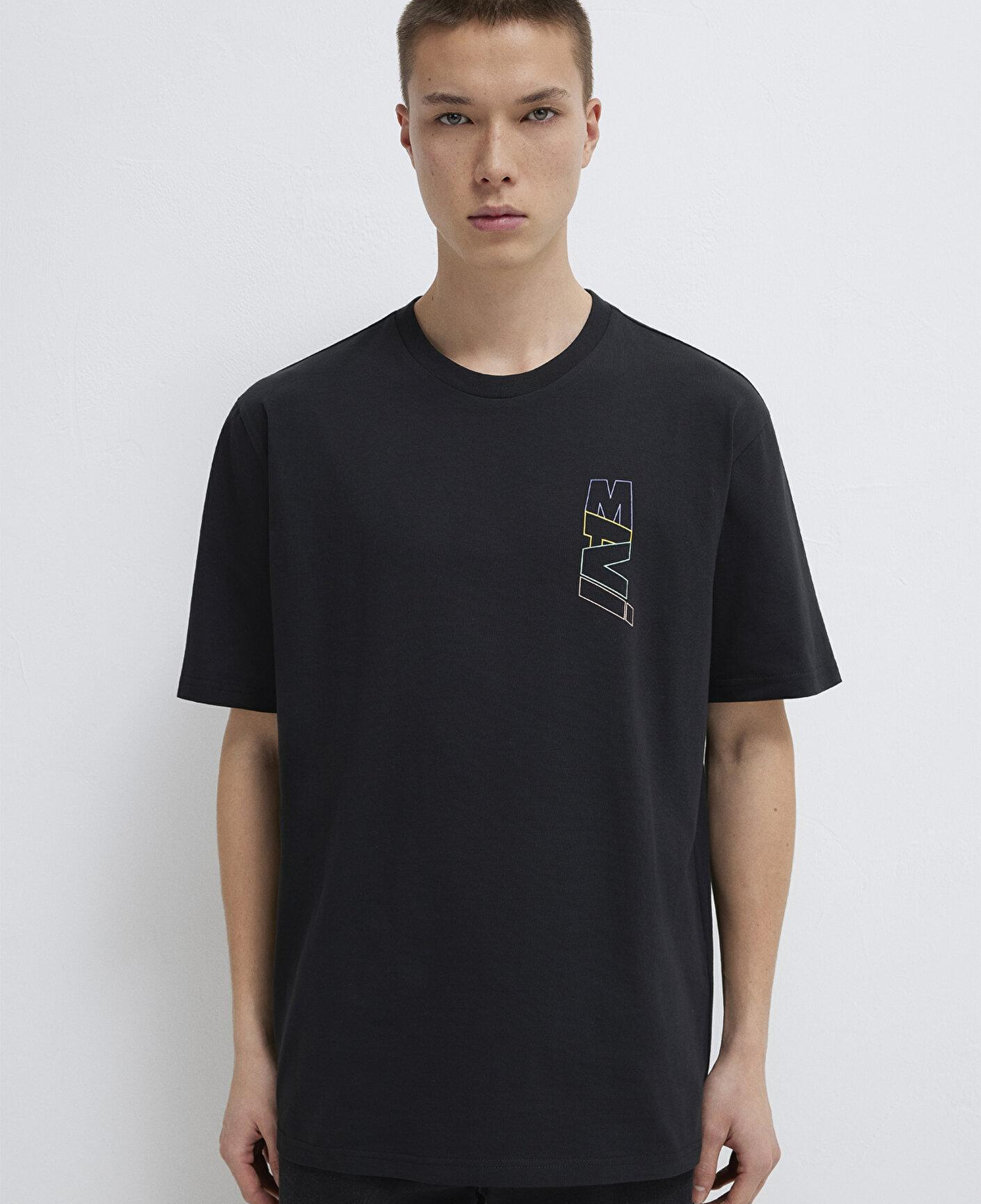 Mavi Mavi Logo Sırt Baskılı Siyah Tişört Loose Fit / Bol Rahat Kesim 0612350-900