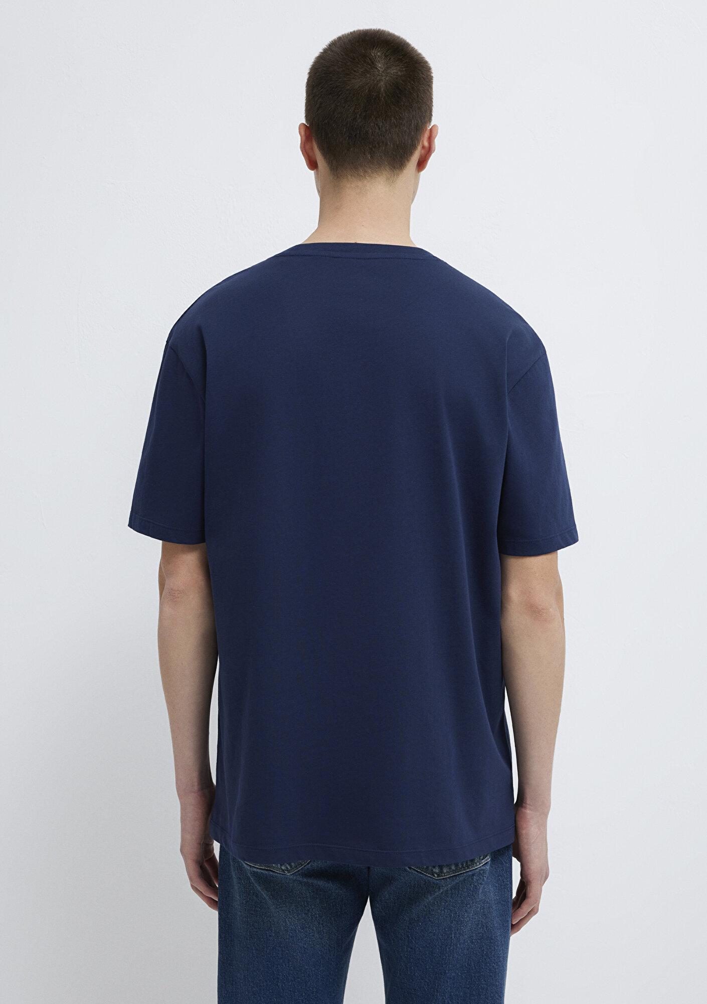 Mavi Lacivert Basic Tişört Loose Fit / Bol Rahat Kesim 066249-70497