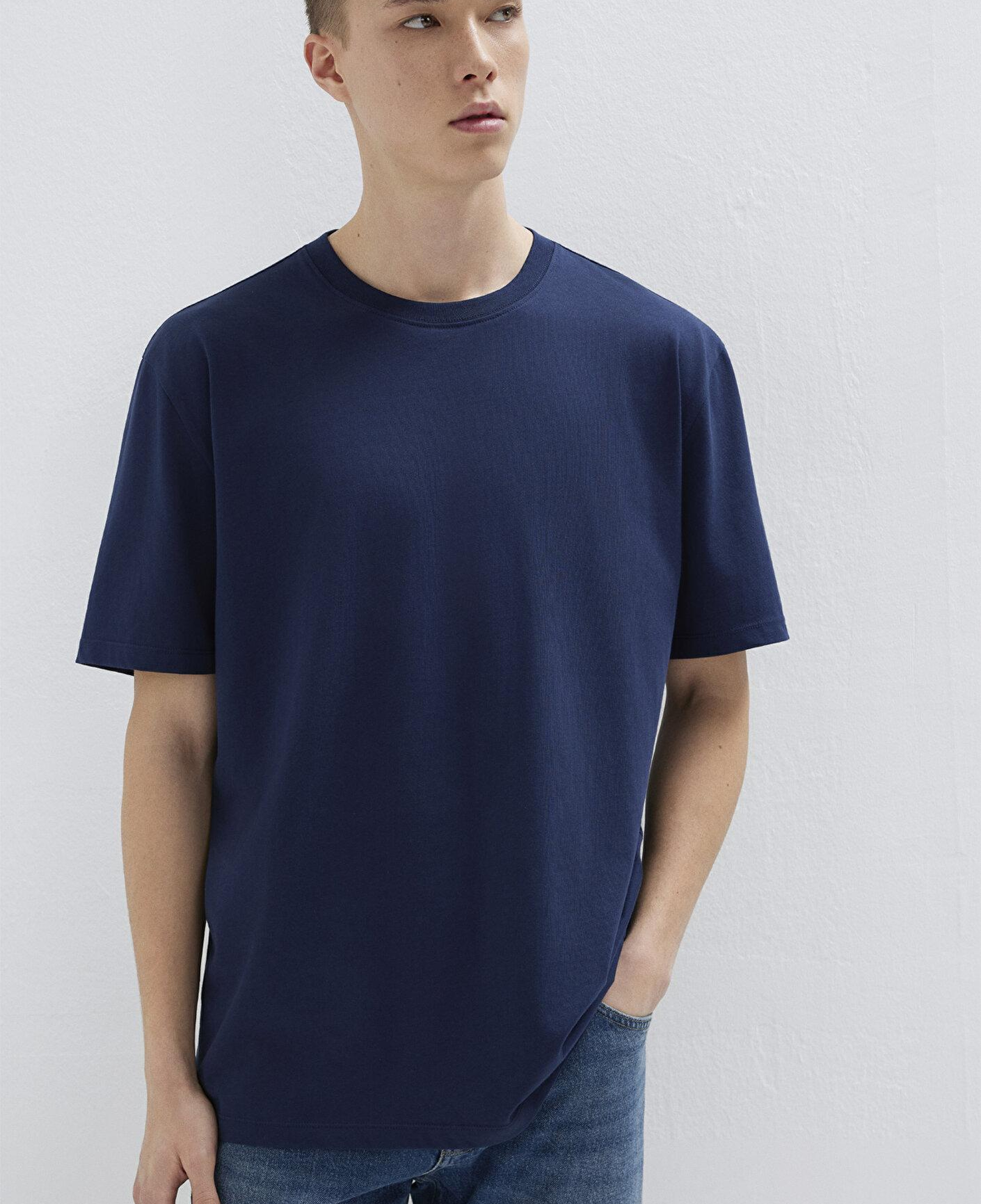 Mavi Lacivert Basic Tişört Loose Fit / Bol Rahat Kesim 066249-70497