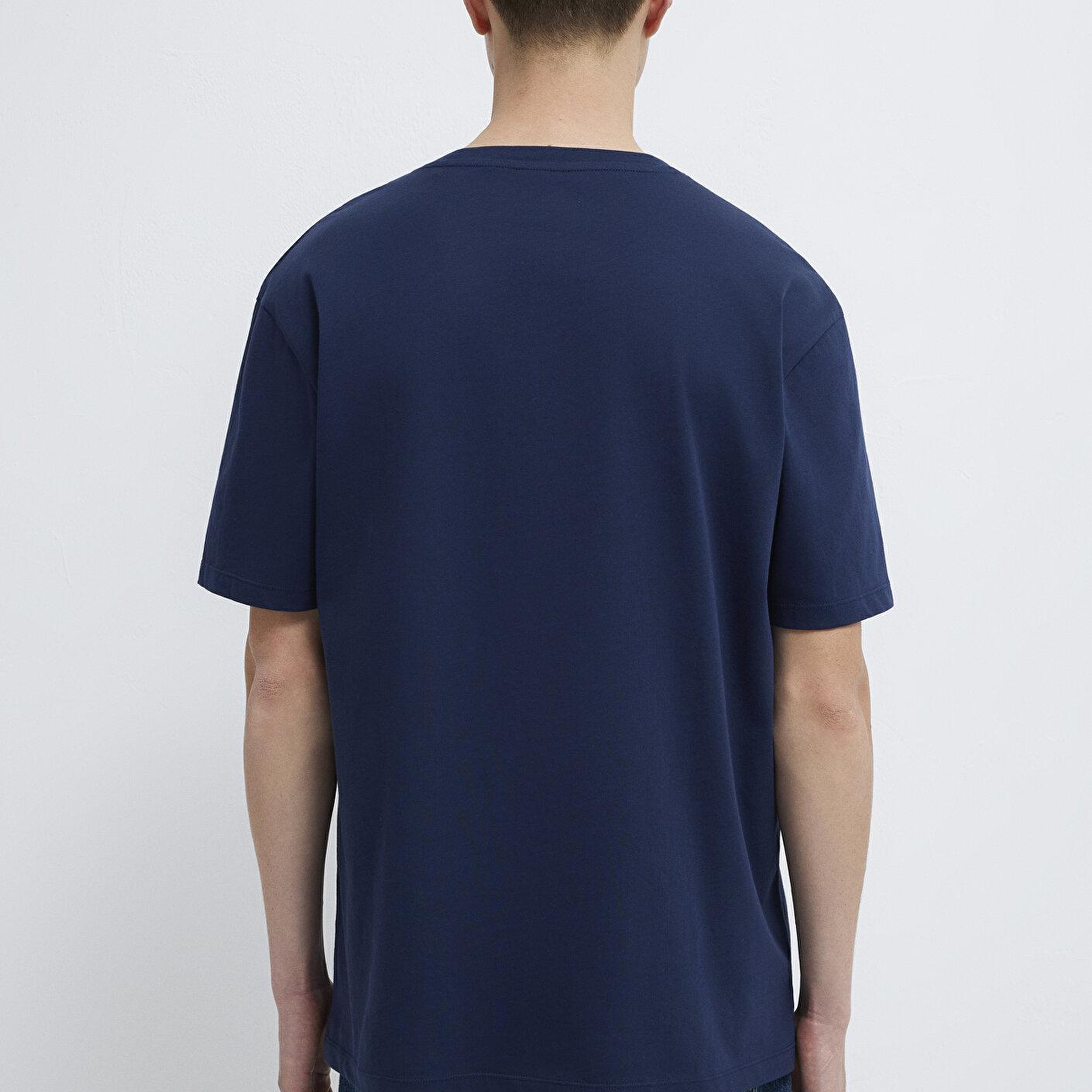 Mavi Lacivert Basic Tişört Loose Fit / Bol Rahat Kesim 066249-70497