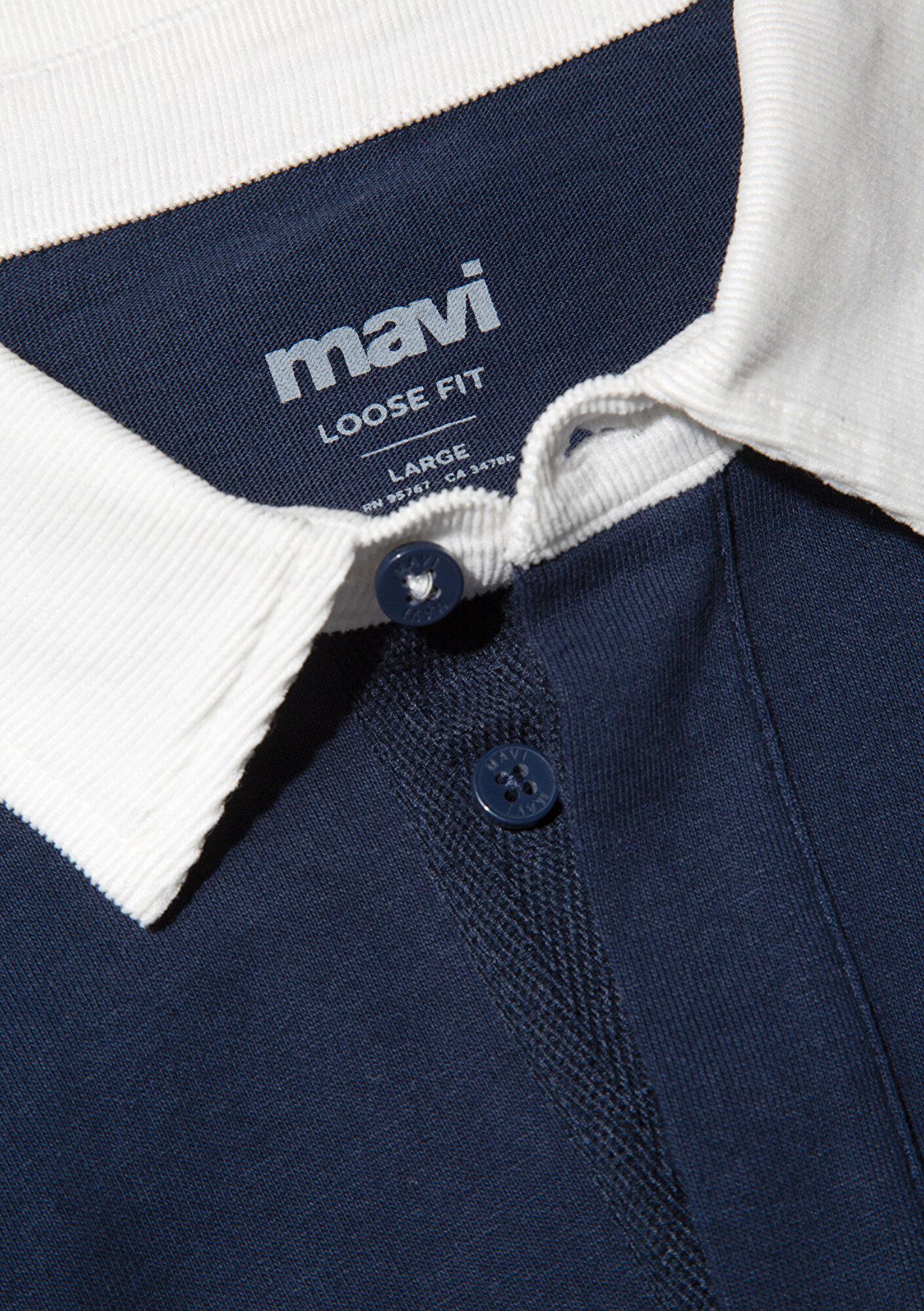 Mavi Mavi Logo Baskılı Lacivert Polo Sweatshirt 0S10172-70497