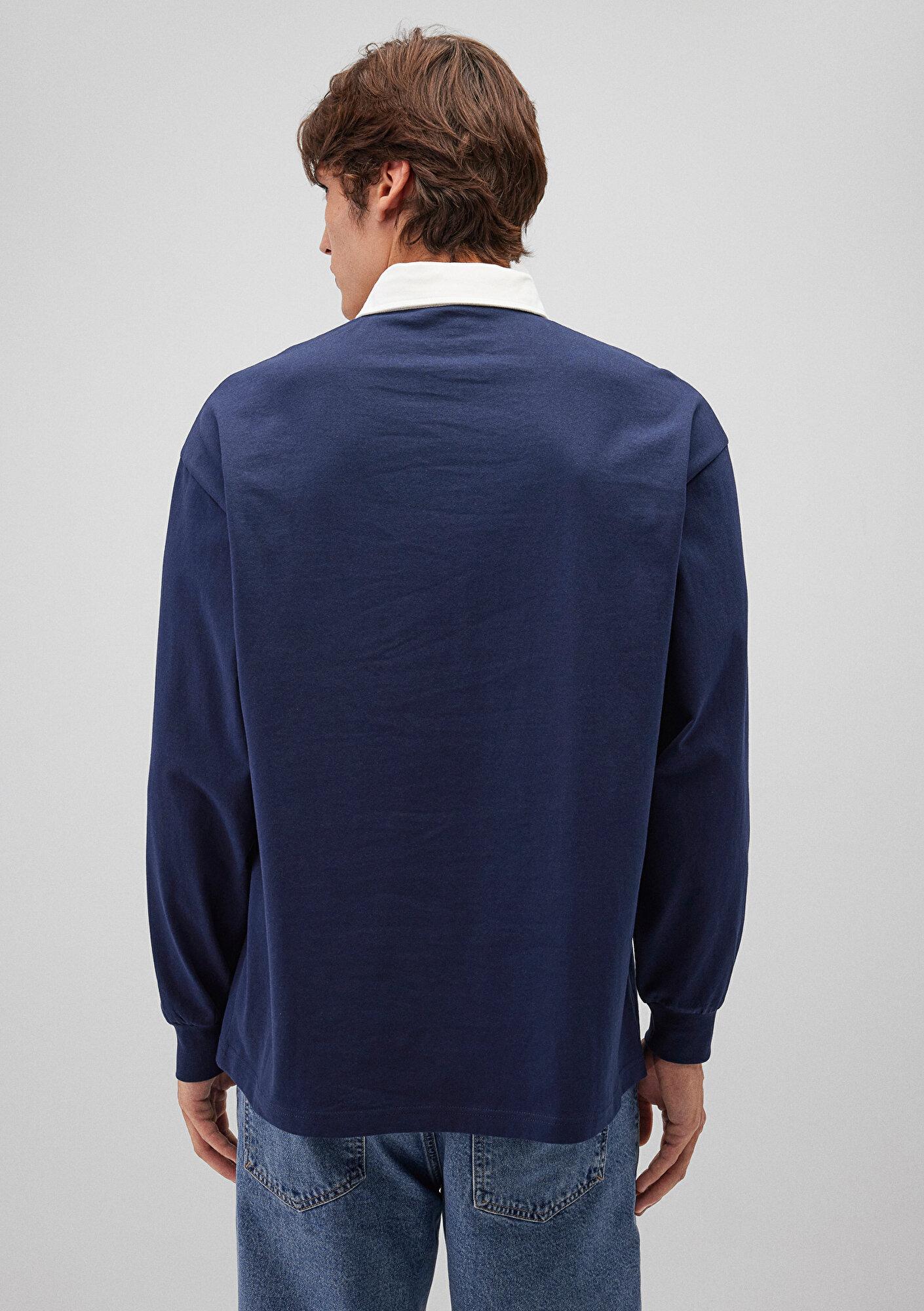 Mavi Mavi Logo Baskılı Lacivert Polo Sweatshirt 0S10172-70497