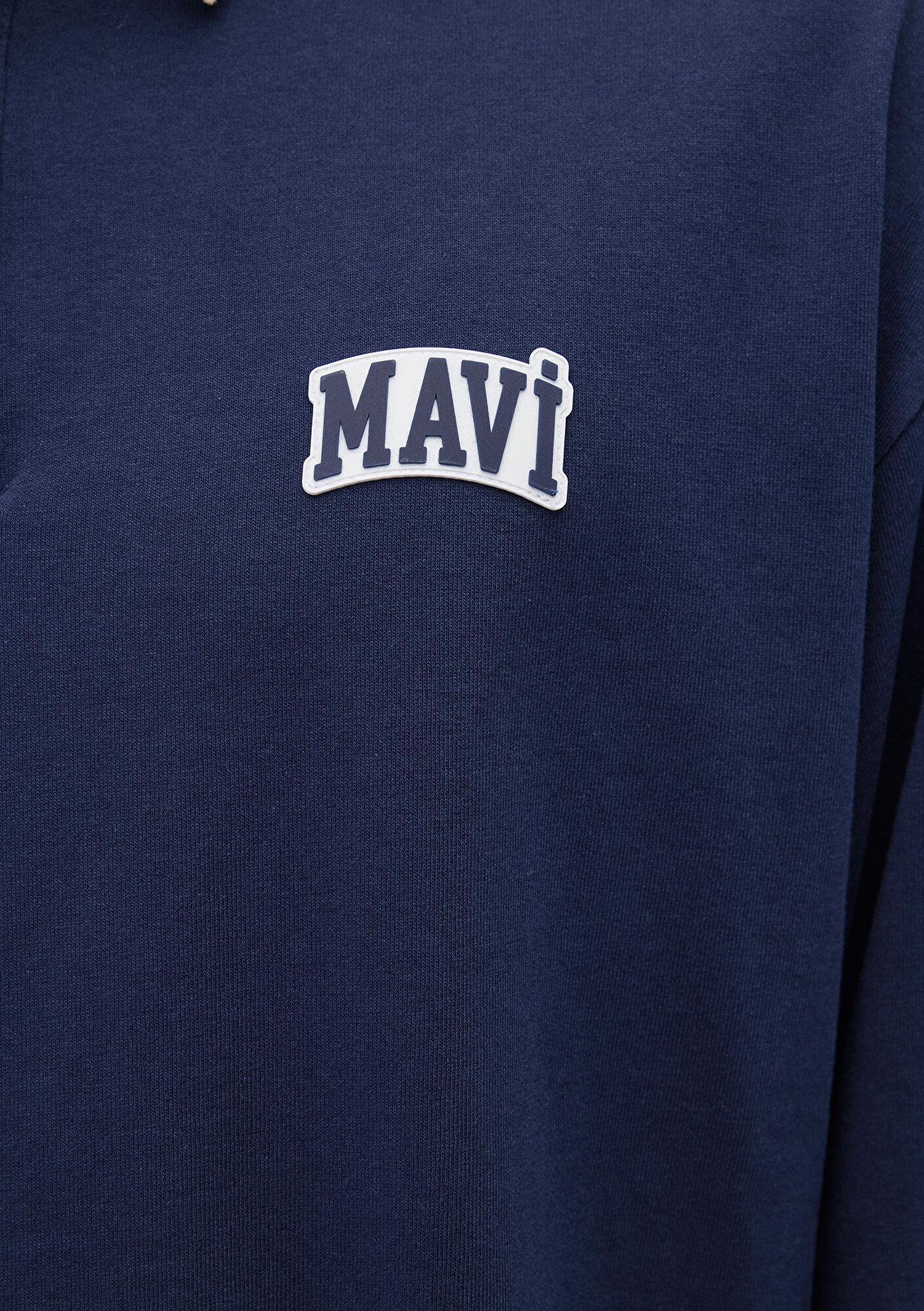 Mavi Mavi Logo Baskılı Lacivert Polo Sweatshirt 0S10172-70497