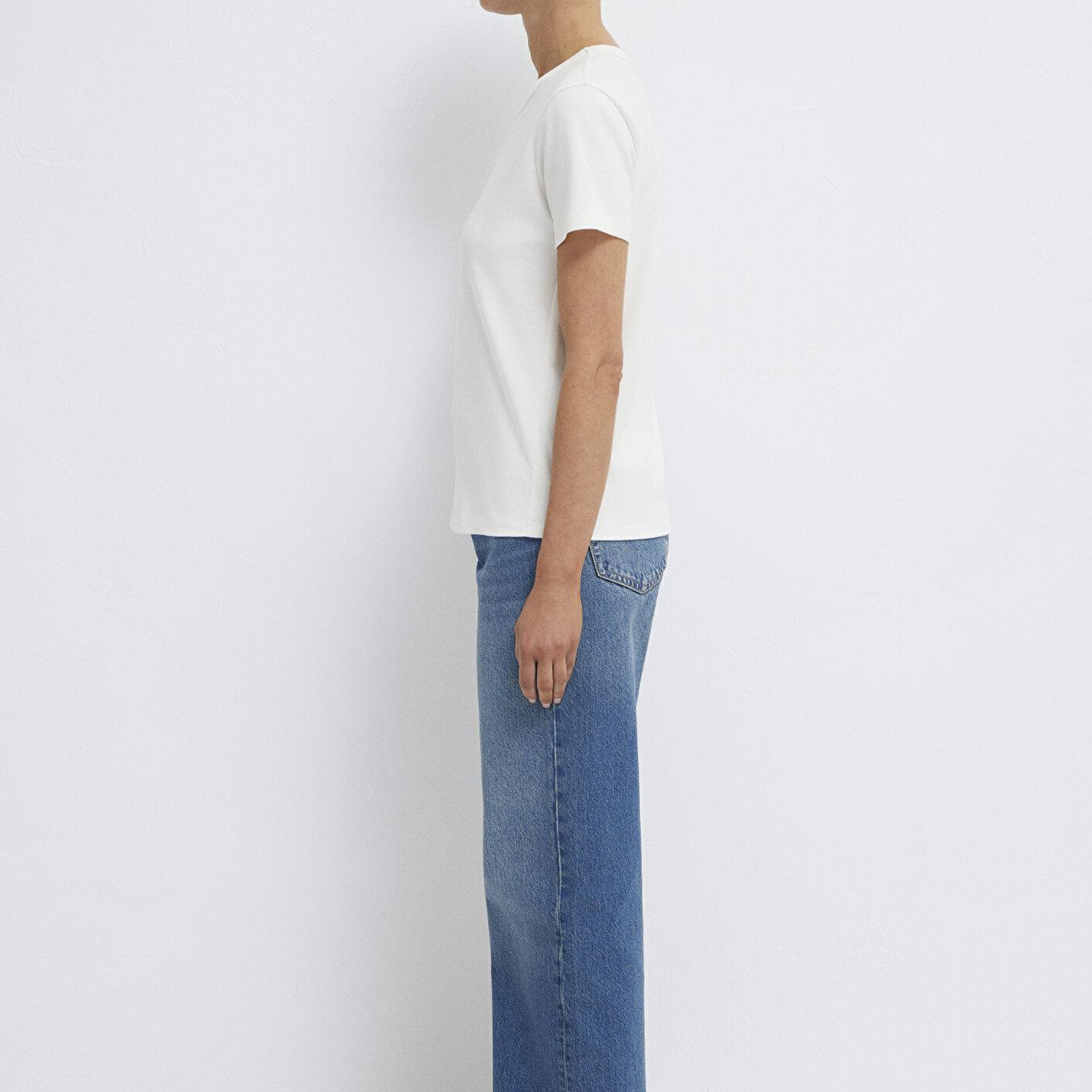 Mavi Bisiklet Yaka İnterlok Beyaz Basic Tişört Slim Fit / Dar Kesim 1612707-70057