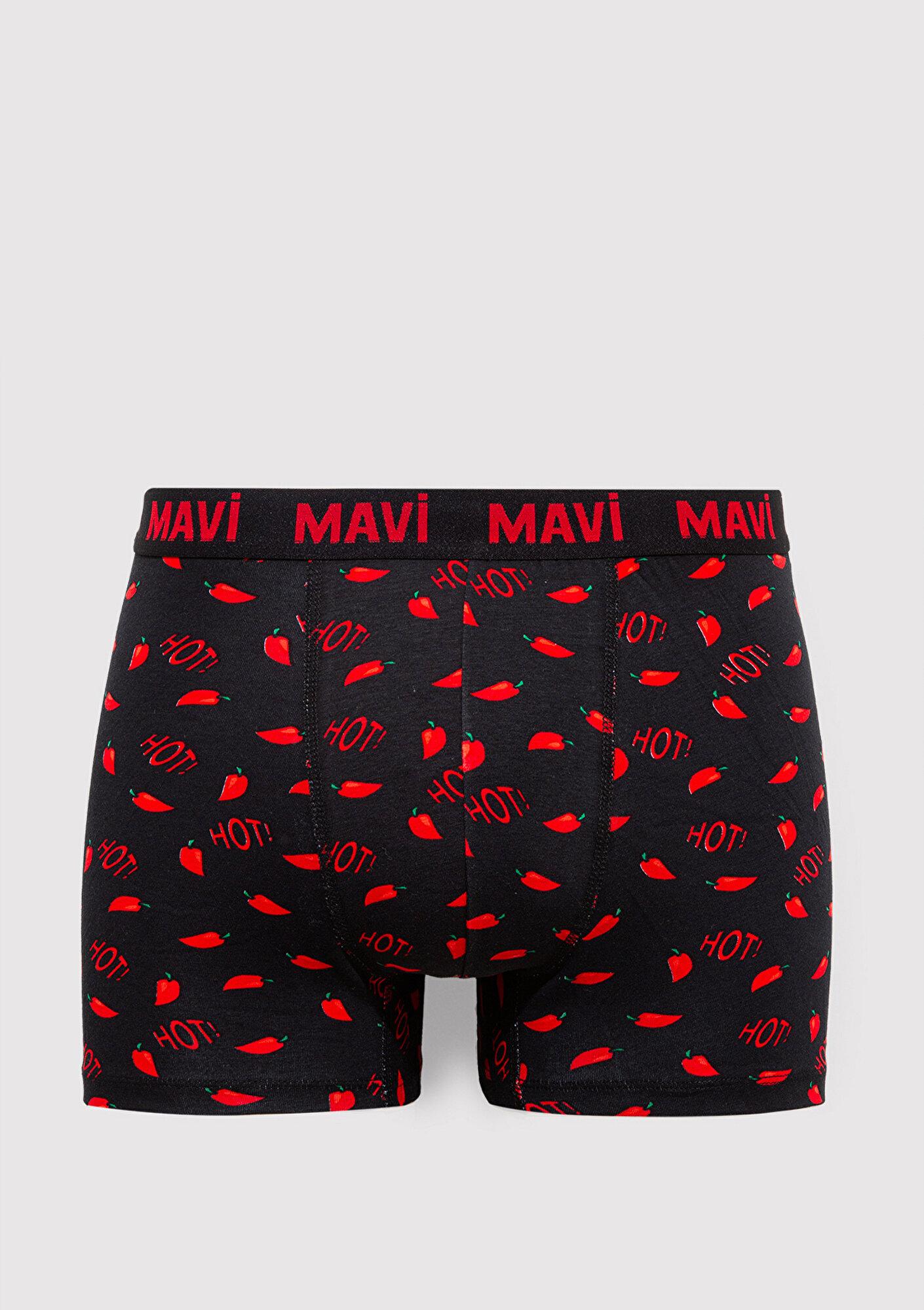 Mavi Biber Detaylı Siyah Boxer 0911631-900