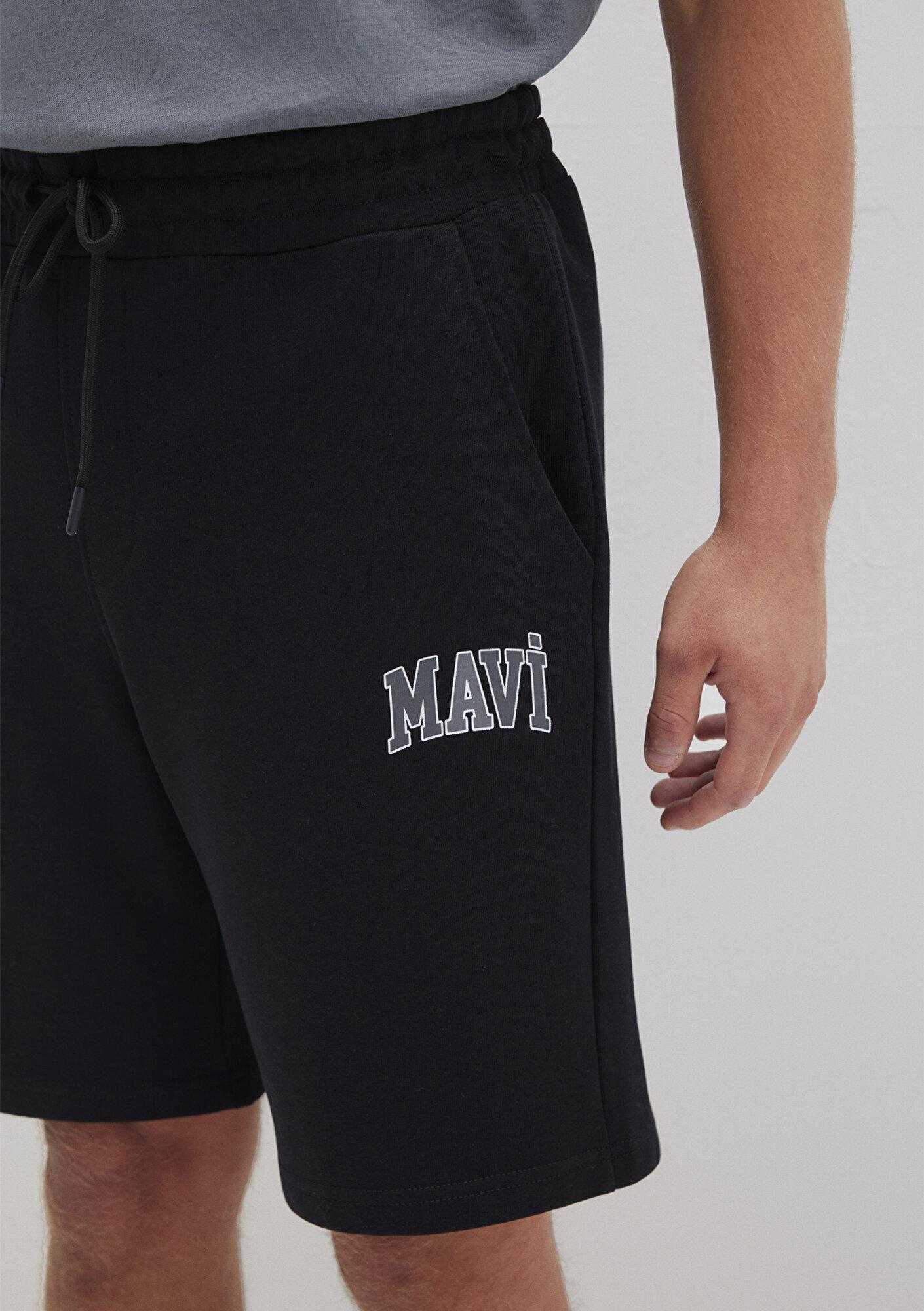 Mavi Mavi Logo Baskılı Siyah Şort 0410224-900