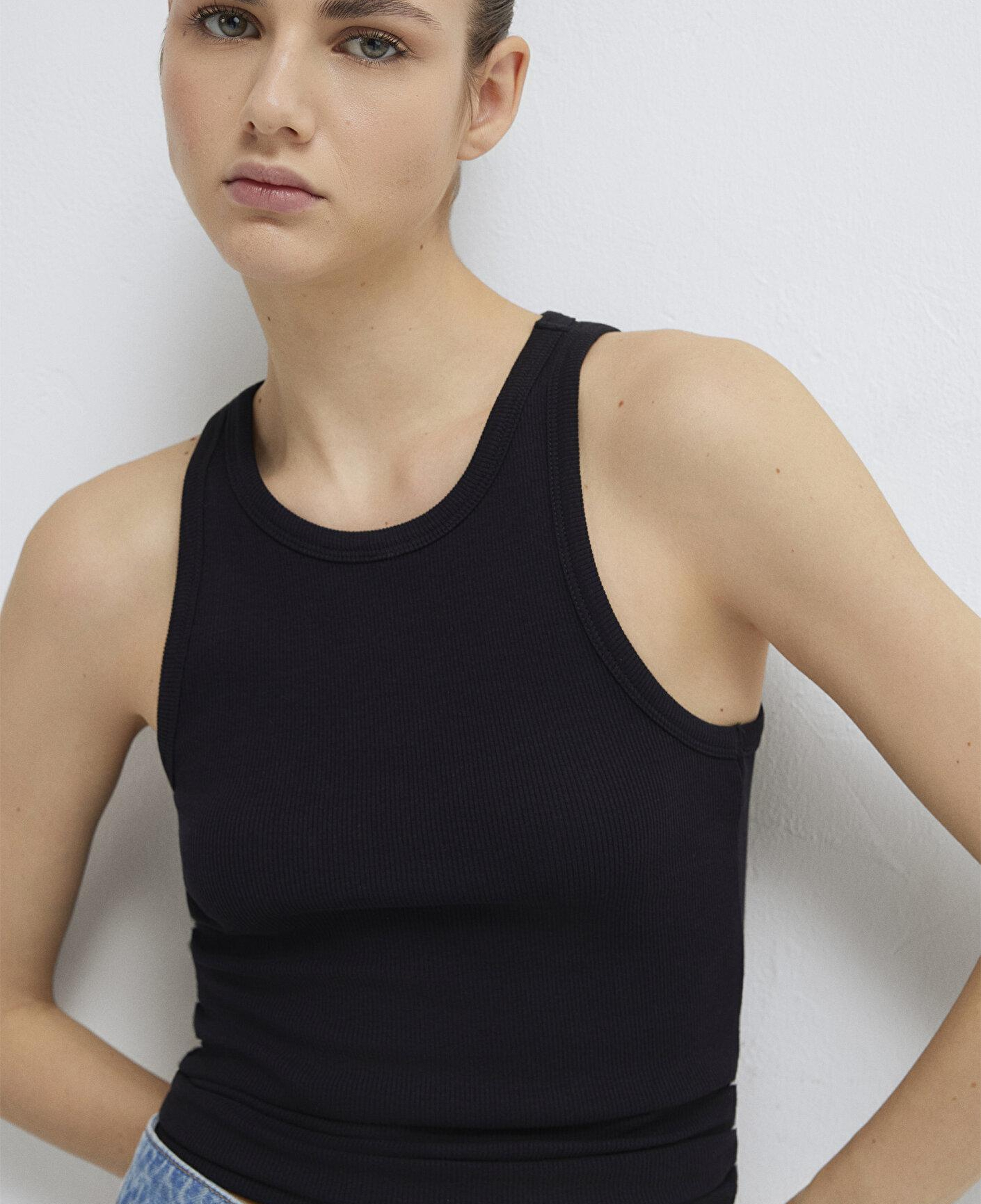 Mavi Halter Yaka Siyah Basic Atlet Slim Fit / Dar Kesim 1612462-900