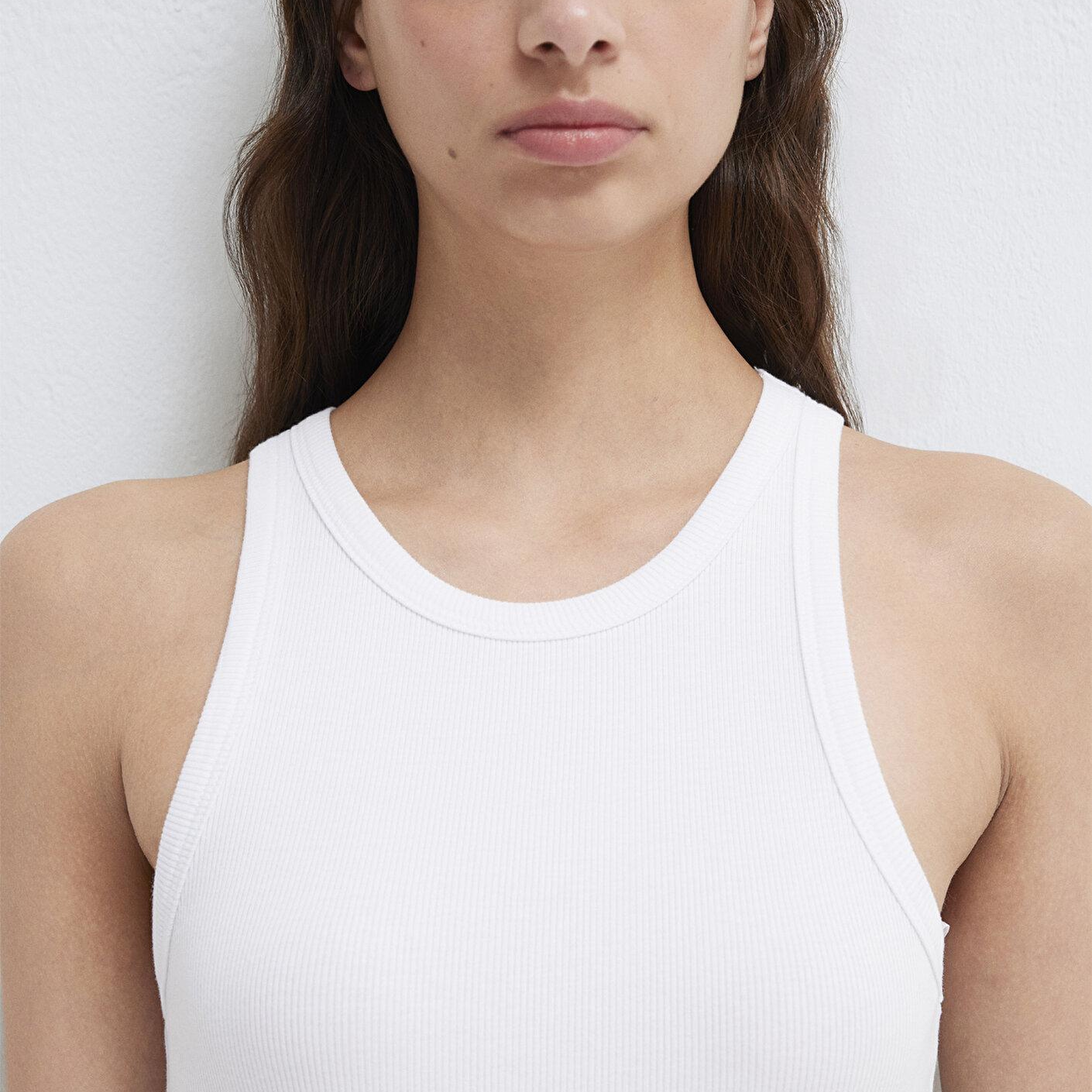 Mavi Halter Yaka Beyaz Basic Atlet Slim Fit / Dar Kesim 1612462-620