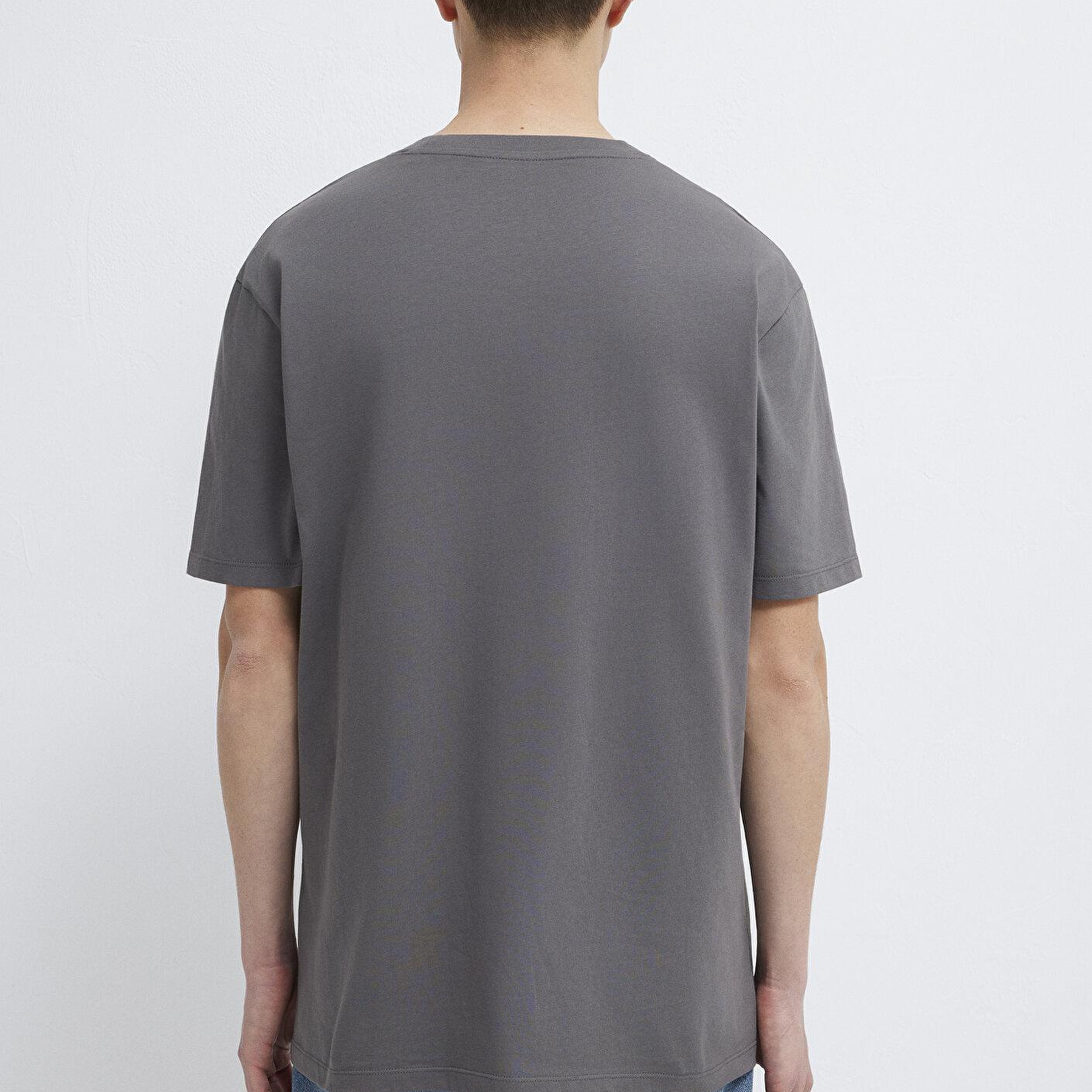 Mavi Antrasit Basic Tişört Loose Fit / Bol Rahat Kesim 066249-86569
