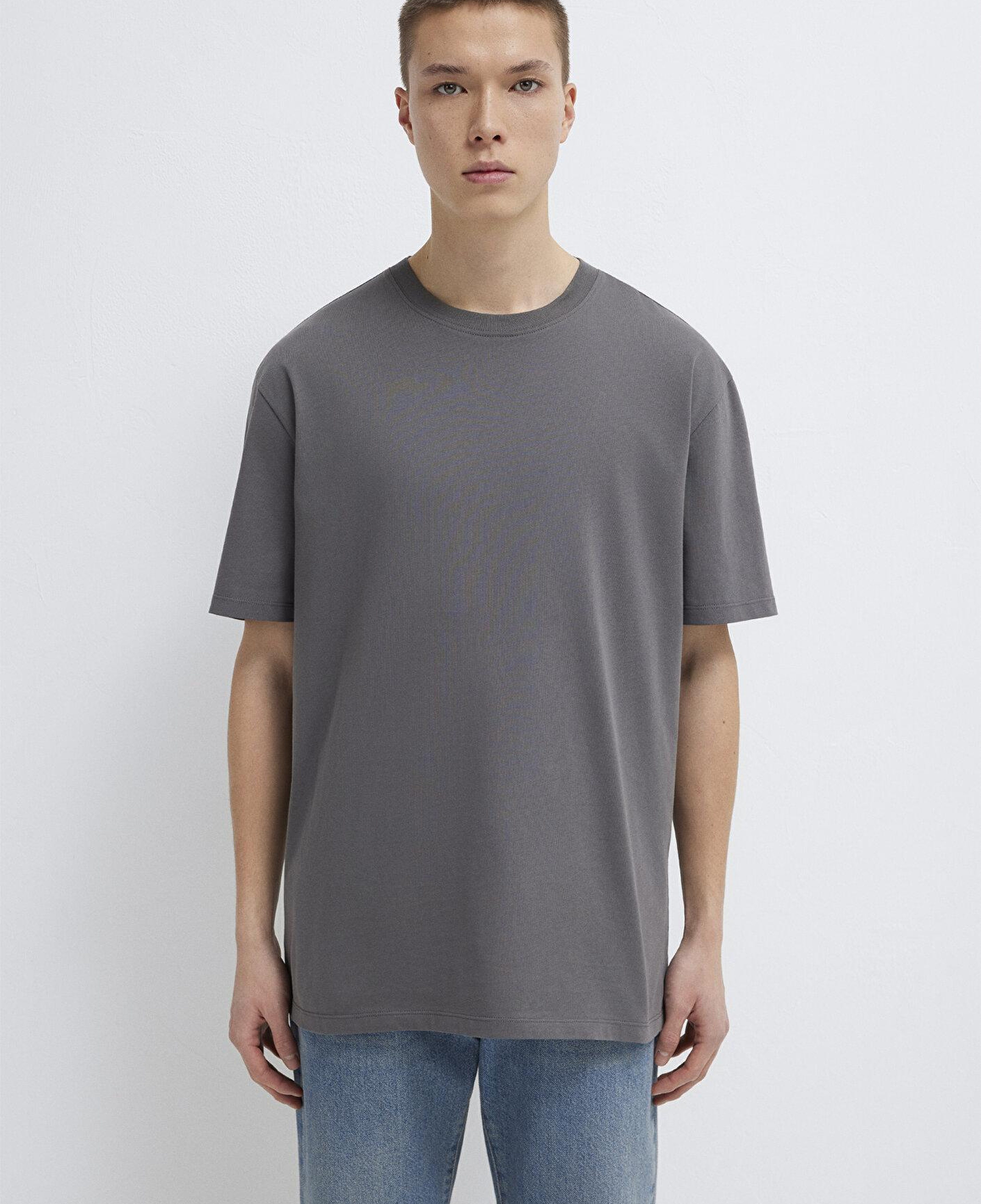 Mavi Antrasit Basic Tişört Loose Fit / Bol Rahat Kesim 066249-86569