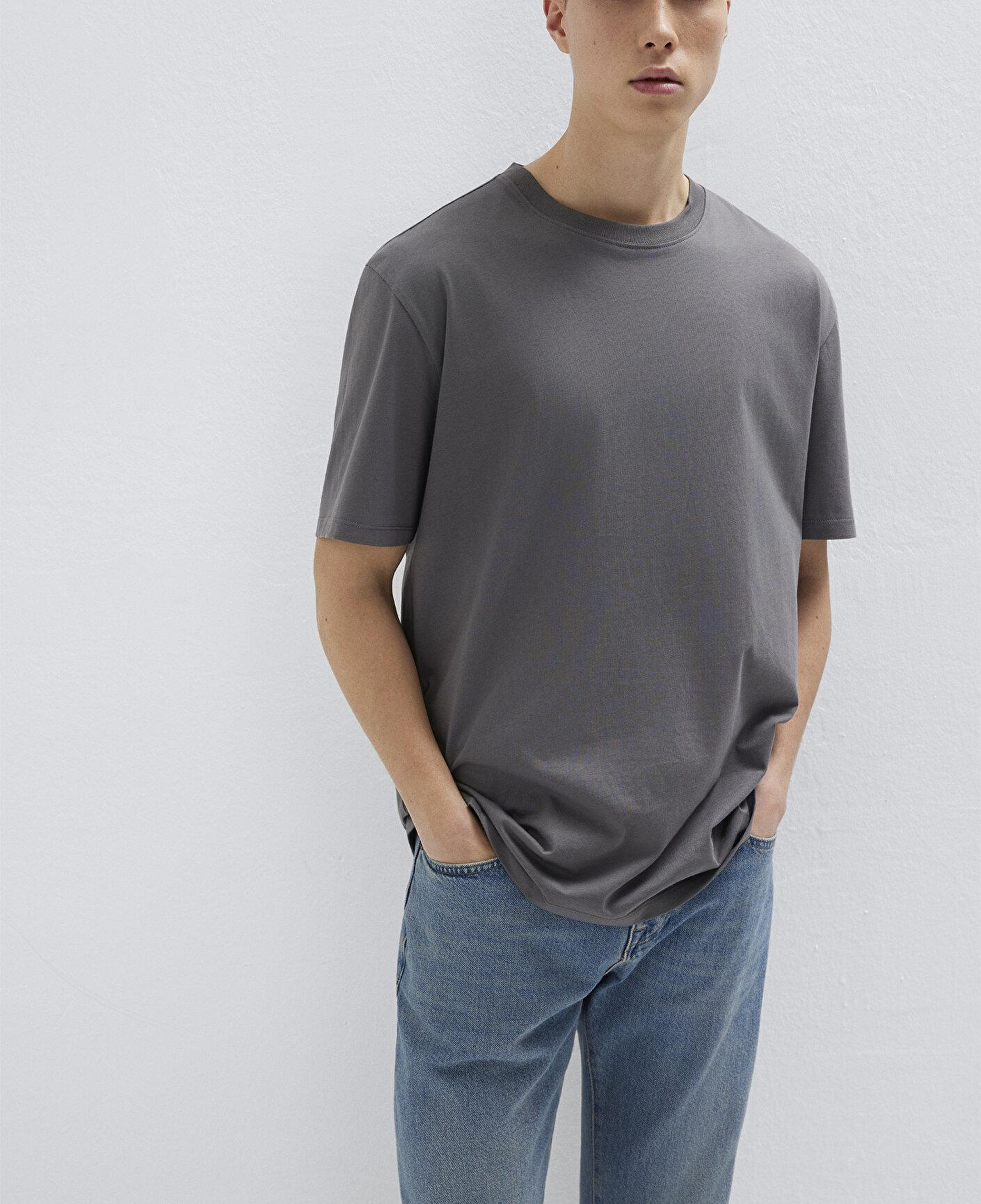 Mavi Antrasit Basic Tişört Loose Fit / Bol Rahat Kesim 066249-86569