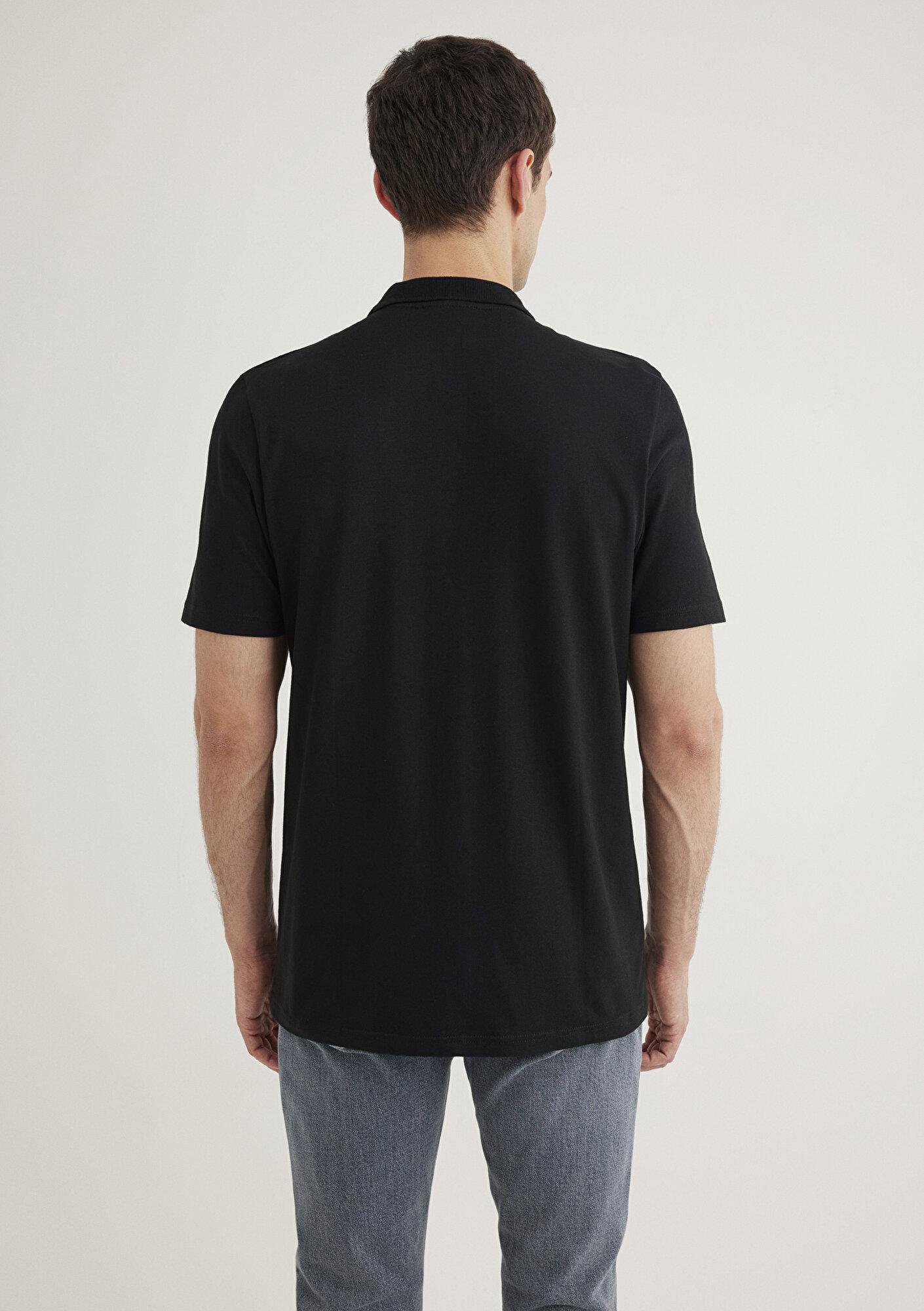 Mavi Siyah (TENCEL™) Liyosel Karışımlı Polo Tişört Regular Fit / Normal Kesim 0611837-900