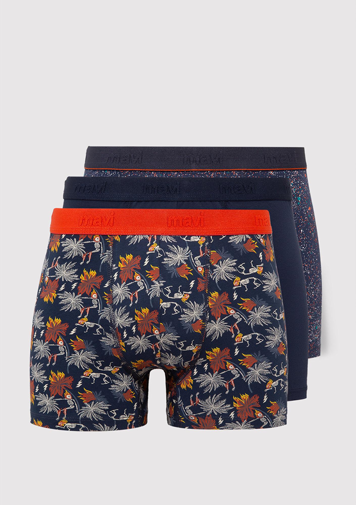 Mavi 3lü Baskılı Boxer 0911409-85585