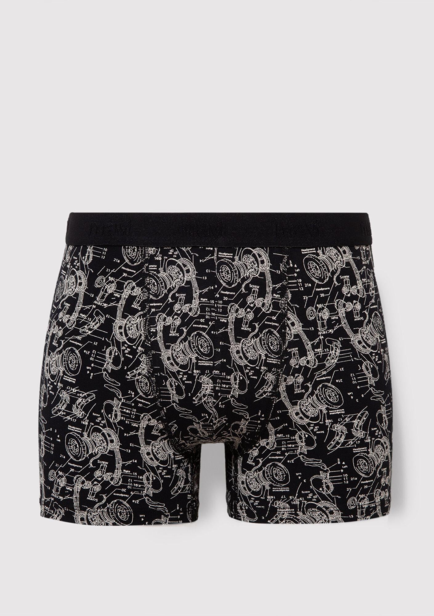 Mavi 3lü Baskılı Siyah Boxer 0911420-900