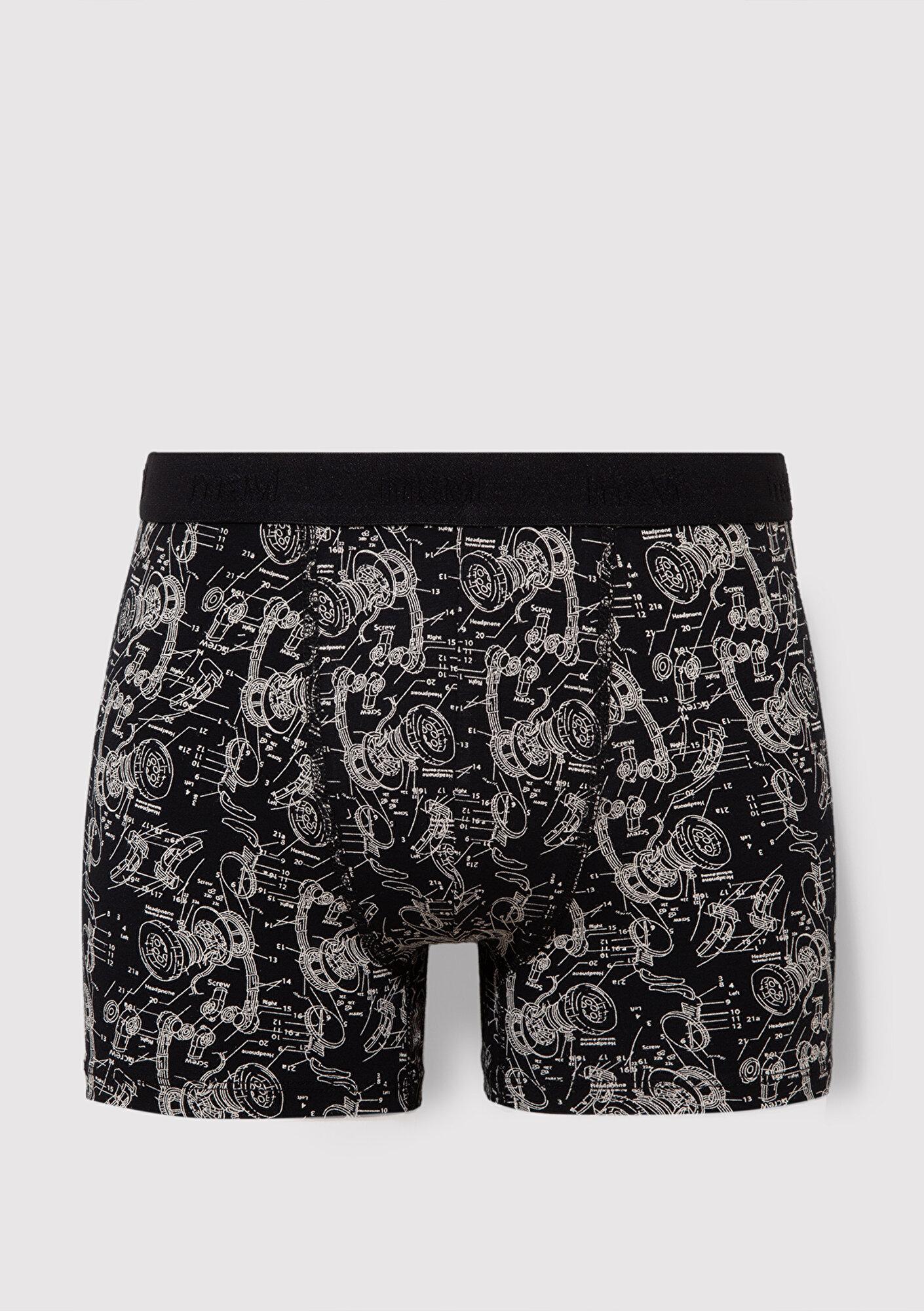 Mavi 3lü Baskılı Siyah Boxer 0911420-900