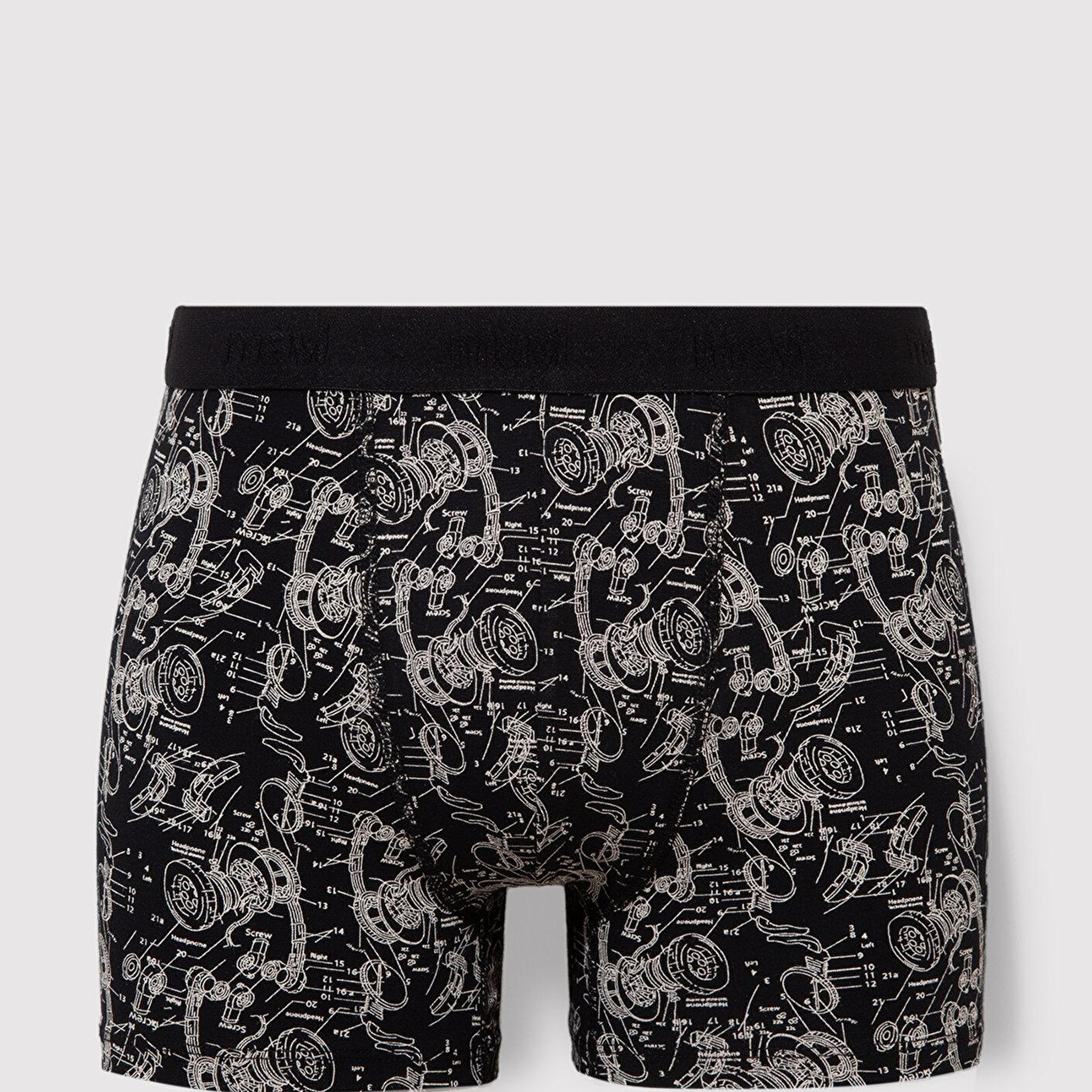 Mavi 3lü Baskılı Siyah Boxer 0911420-900