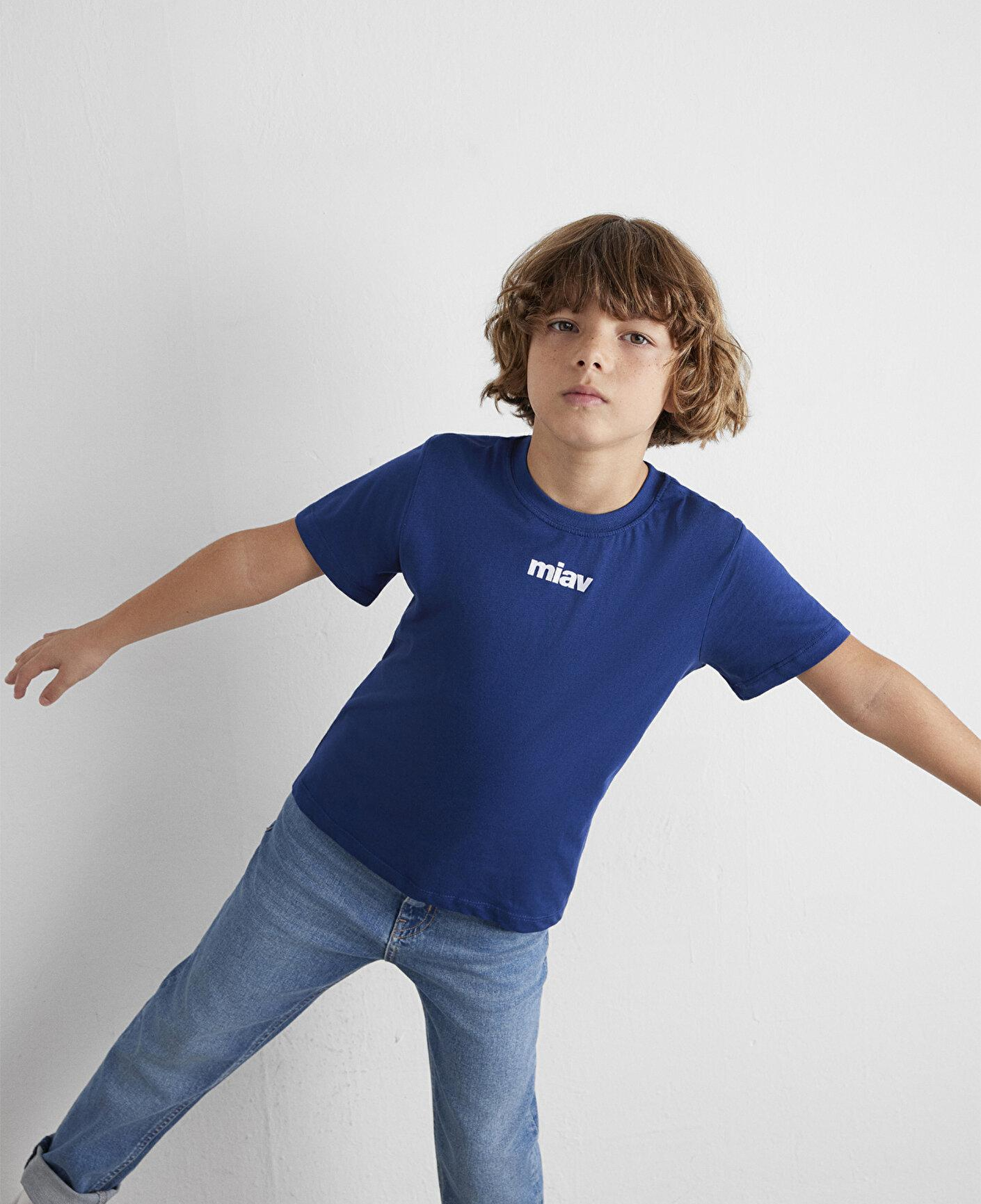 Mavi Miav Baskılı Mavi Çocuk Tişört Regular Fit / Normal Kesim 6633270722