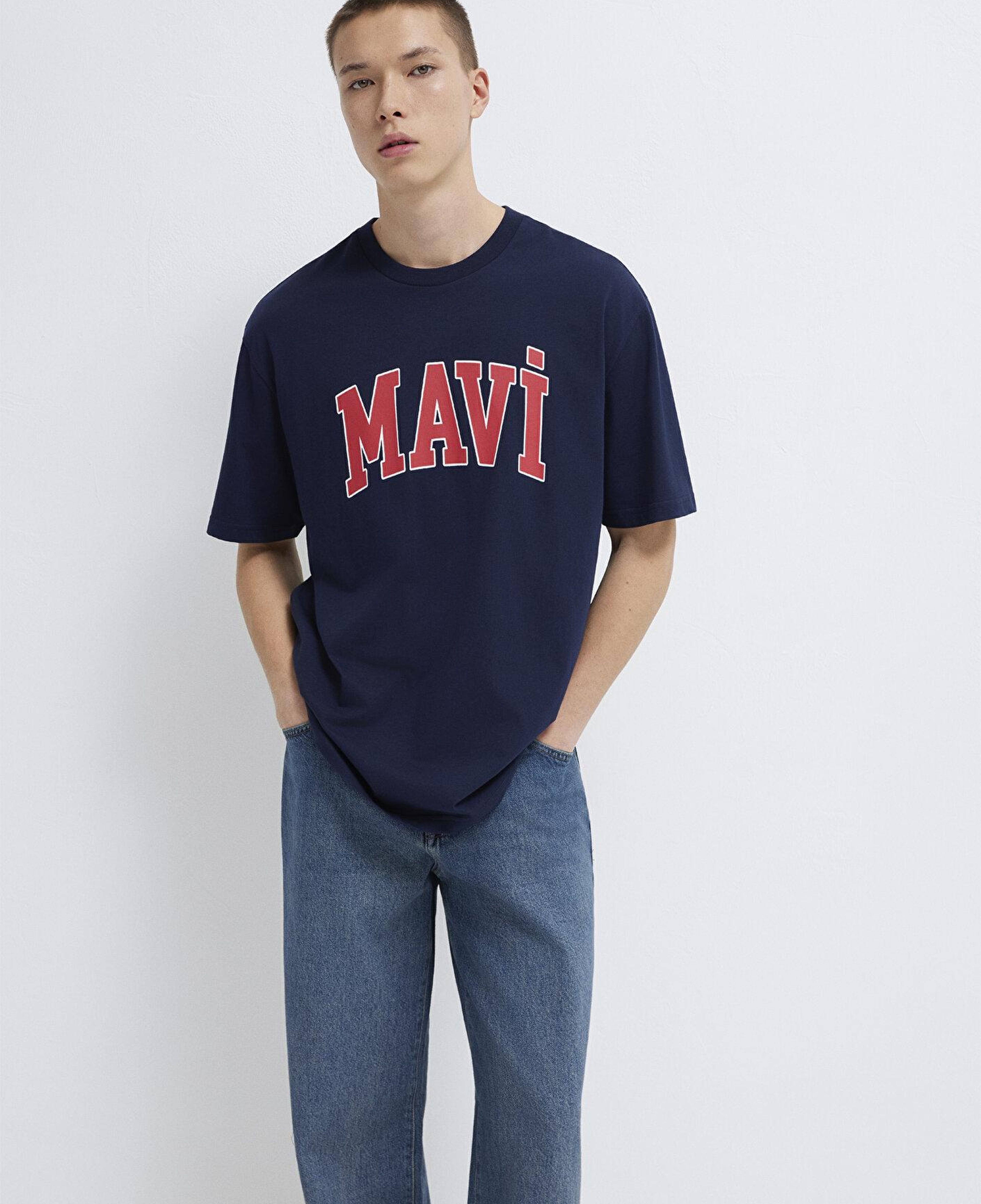 Mavi Mavi Logo Baskılı Lacivert Tişört Loose Fit / Bol Rahat Kesim 0611711-84371