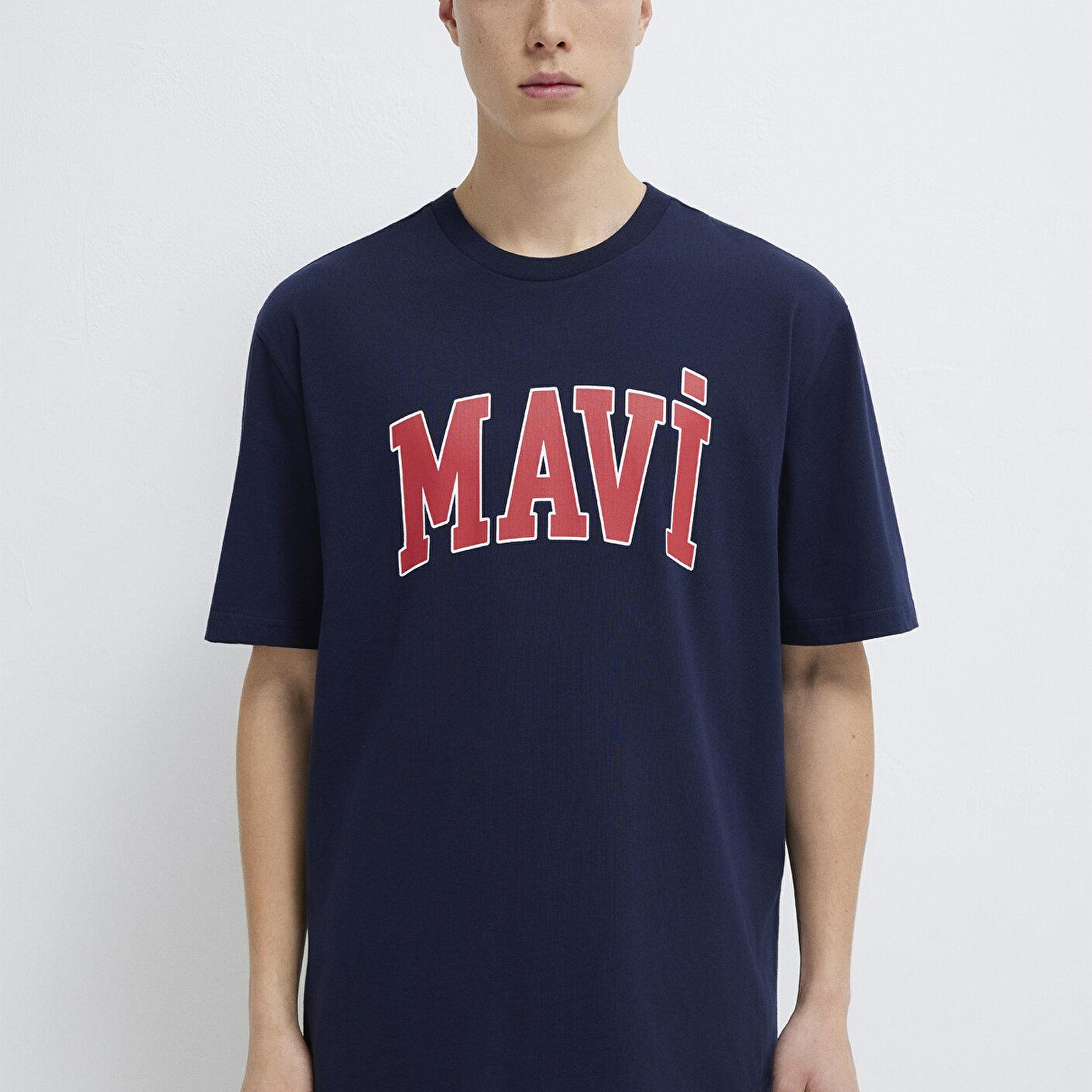 Mavi Mavi Logo Baskılı Lacivert Tişört Loose Fit / Bol Rahat Kesim 0611711-84371