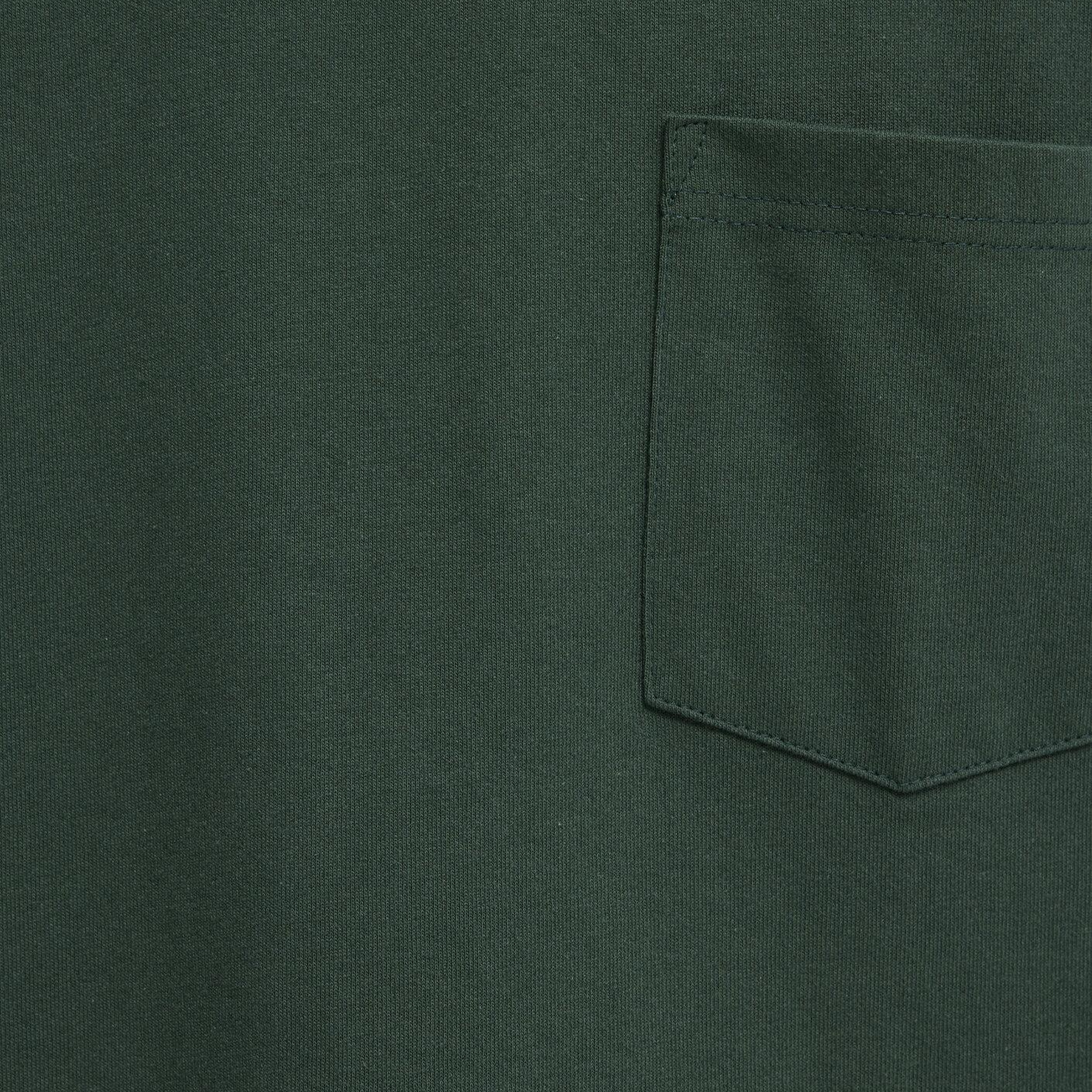 Mavi Cep Detaylı Yeşil Basic Tişört Loose Fit / Bol Rahat Kesim 066248-81570