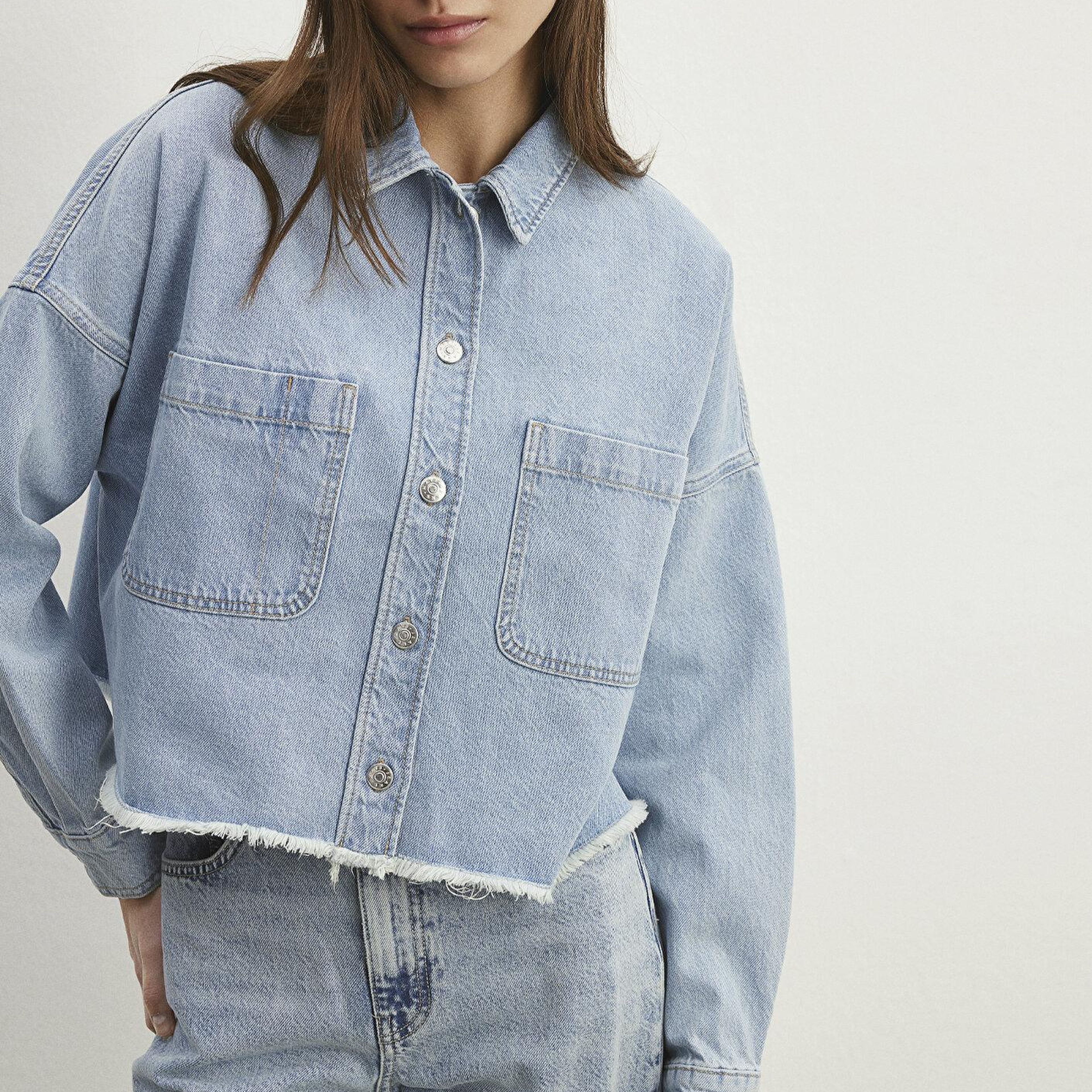 Mavi Vivi 90lar Açık Mavi Jean Gömlek Crop / Kısa Kesim 1210244-86442