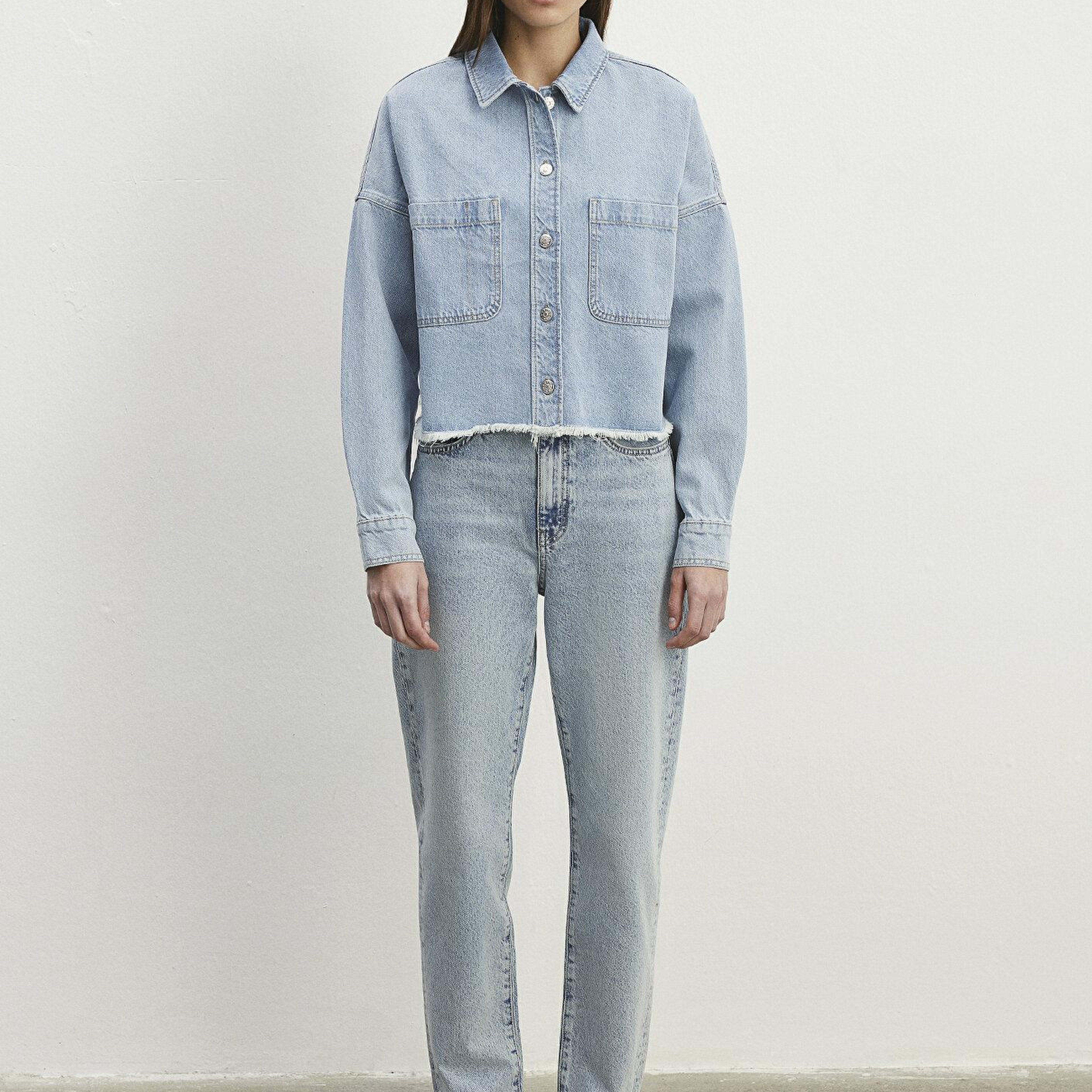 Mavi Vivi 90lar Açık Mavi Jean Gömlek Crop / Kısa Kesim 1210244-86442