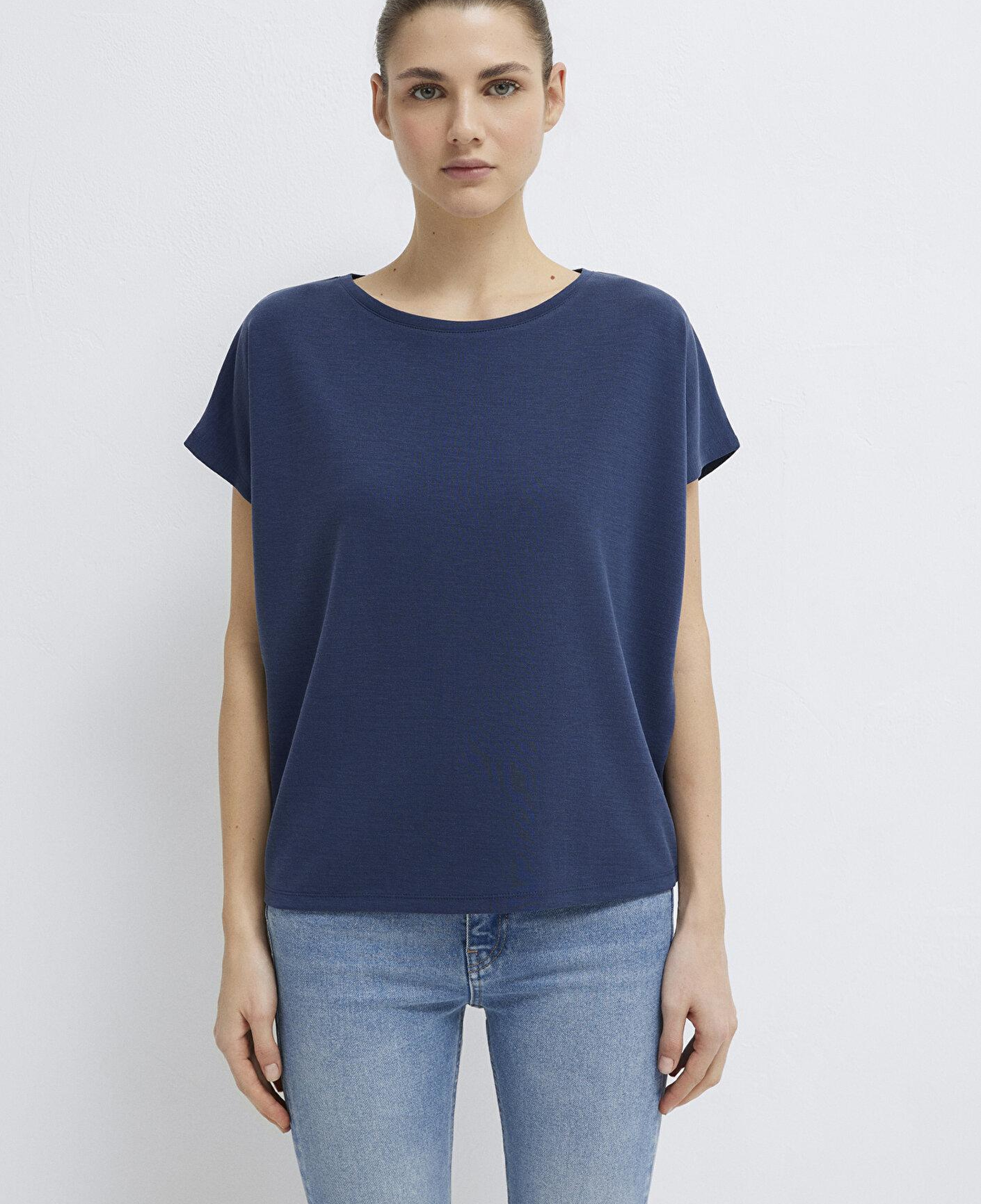 Mavi Soft-Premium Lacivert (TENCEL™) Liyosel Karışımlı Basic Tişört Loose Fit / Bol Rahat Kesim 167245-70487