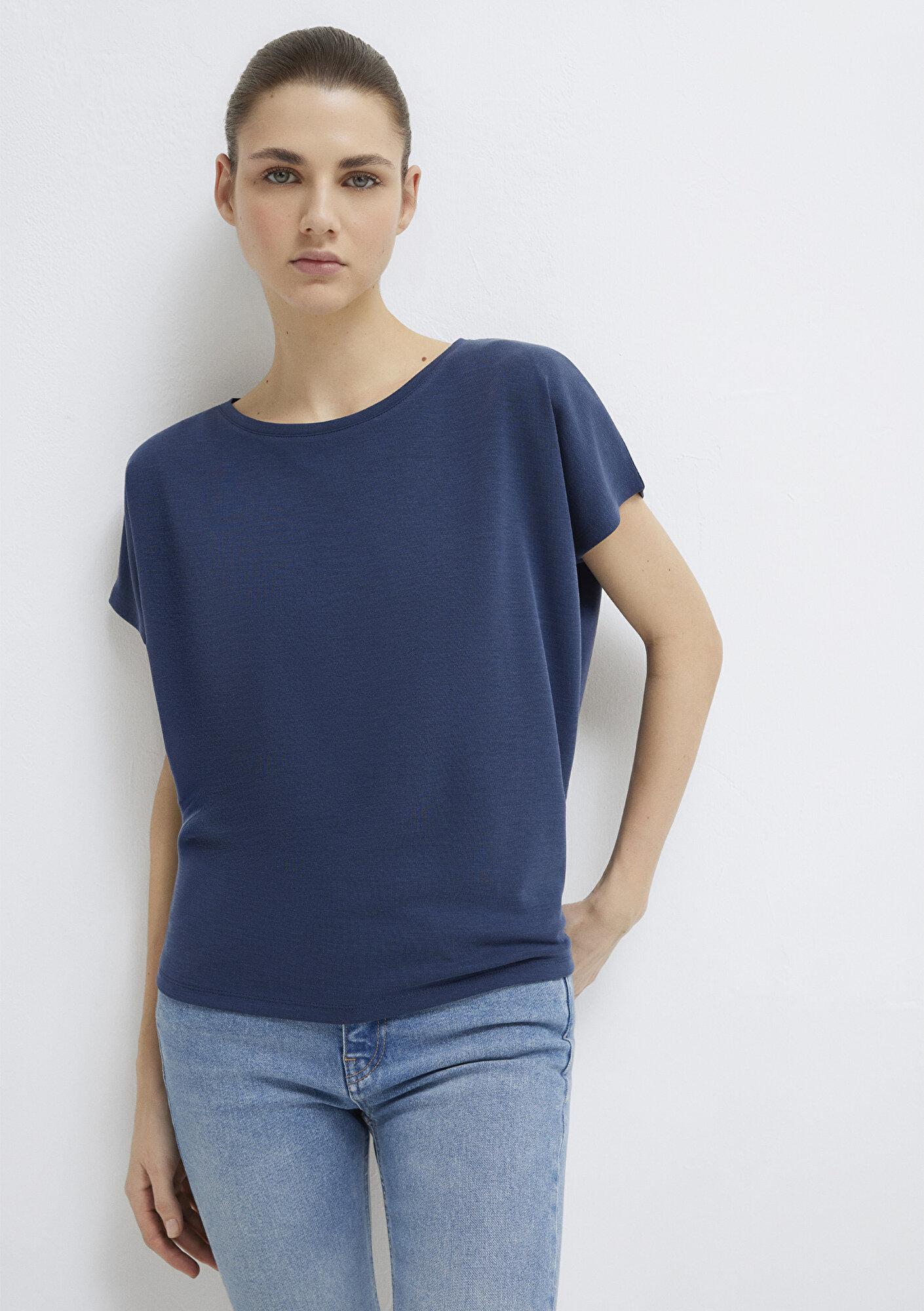 Mavi Soft-Premium Lacivert (TENCEL™) Liyosel Karışımlı Basic Tişört Loose Fit / Bol Rahat Kesim 167245-70487