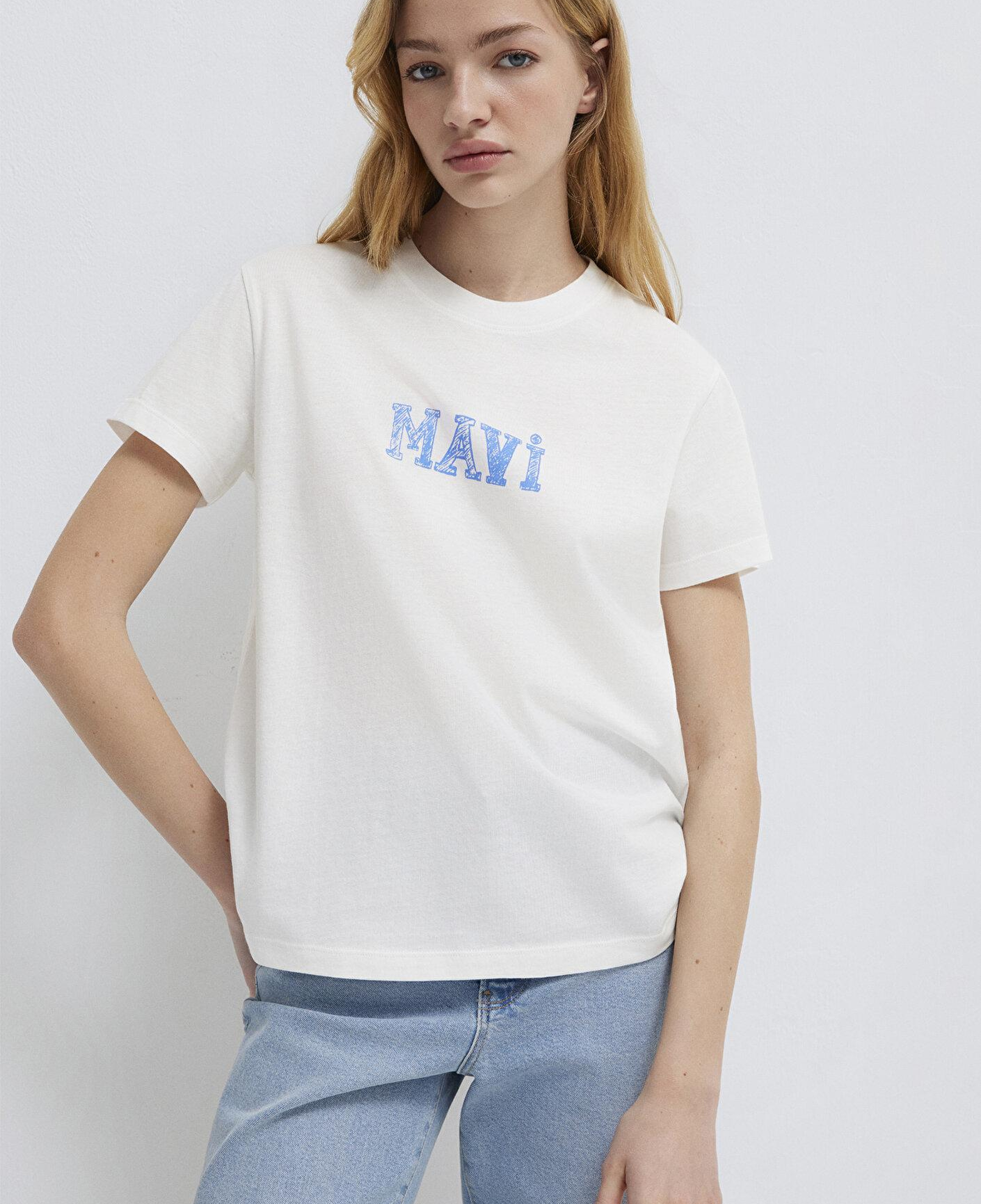 Mavi Mavi Baskılı Beyaz Tişört Regular Fit / Normal Kesim 1612232-70057