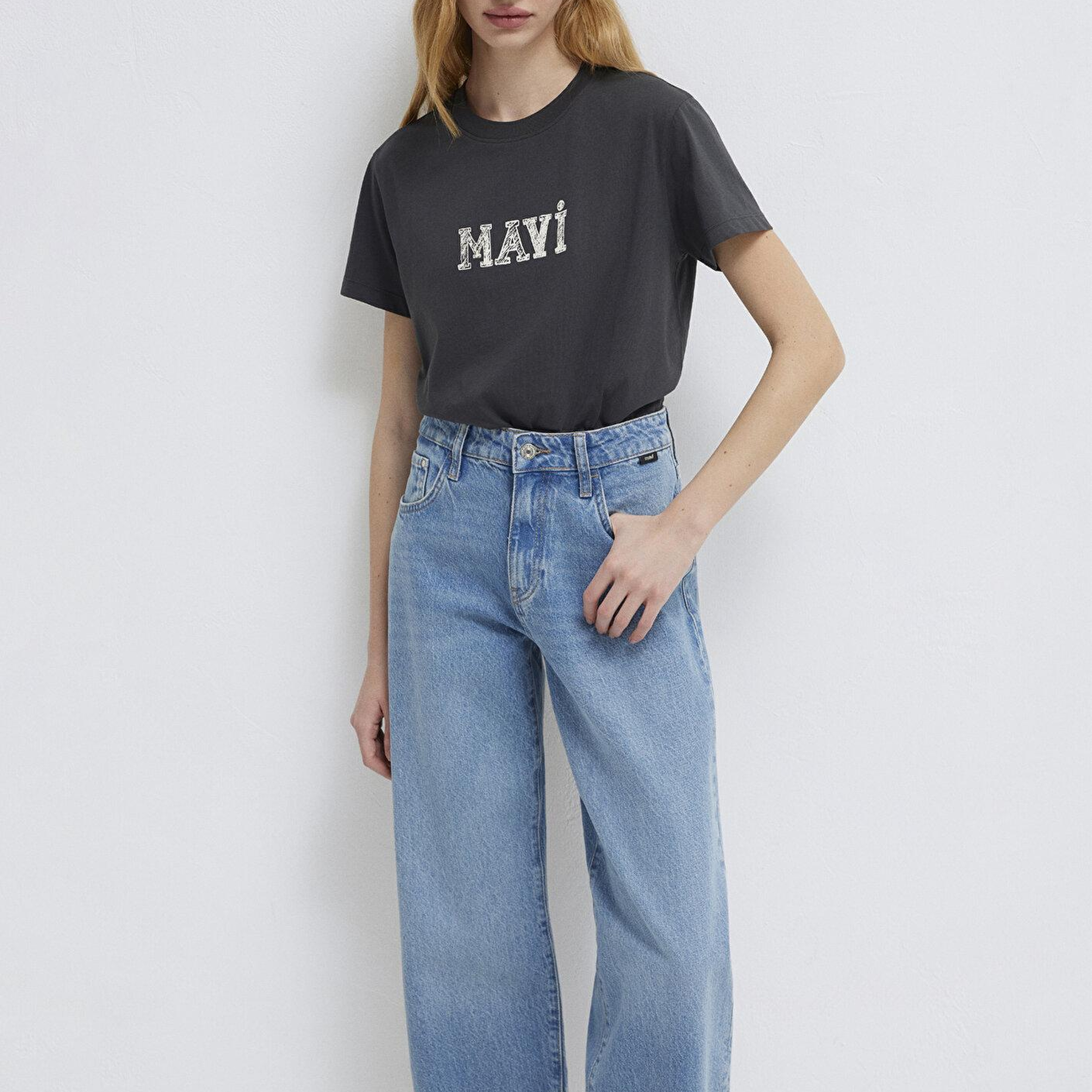 Mavi Mavi Baskılı Antrasit Tişört Regular Fit / Normal Kesim 1612232-34853