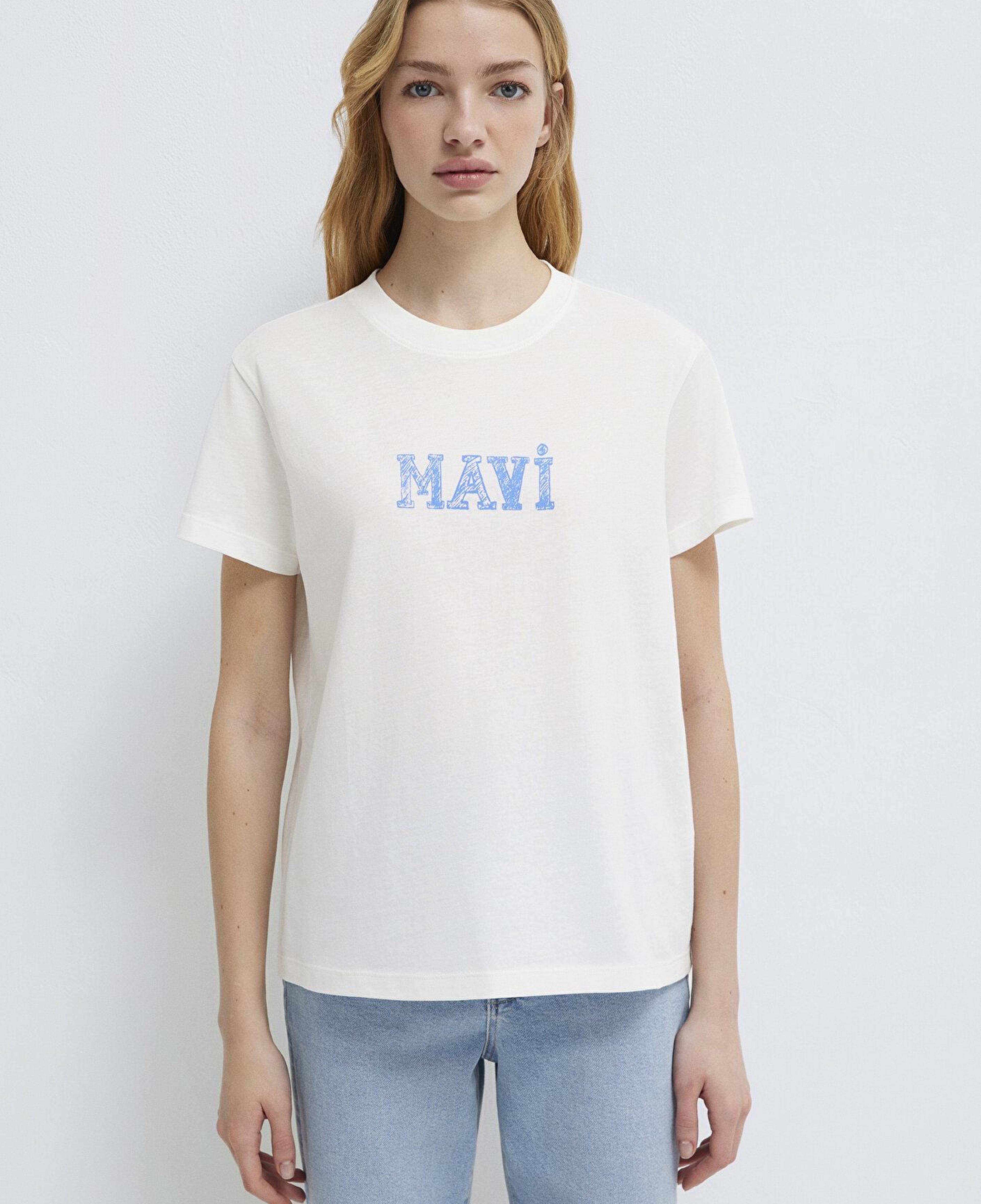 Mavi Mavi Baskılı Beyaz Tişört Regular Fit / Normal Kesim 1612232-70057