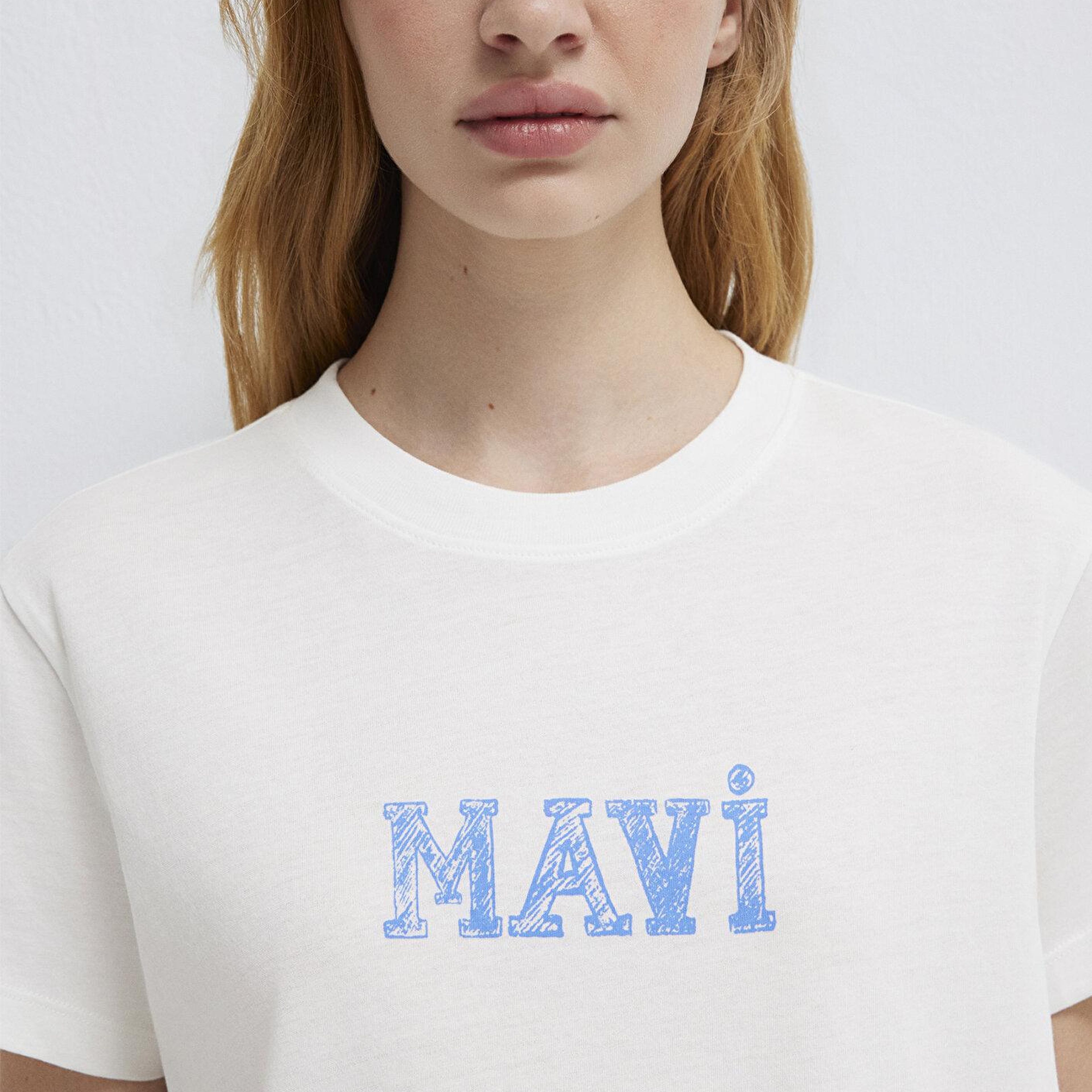 Mavi Mavi Baskılı Beyaz Tişört Regular Fit / Normal Kesim 1612232-70057