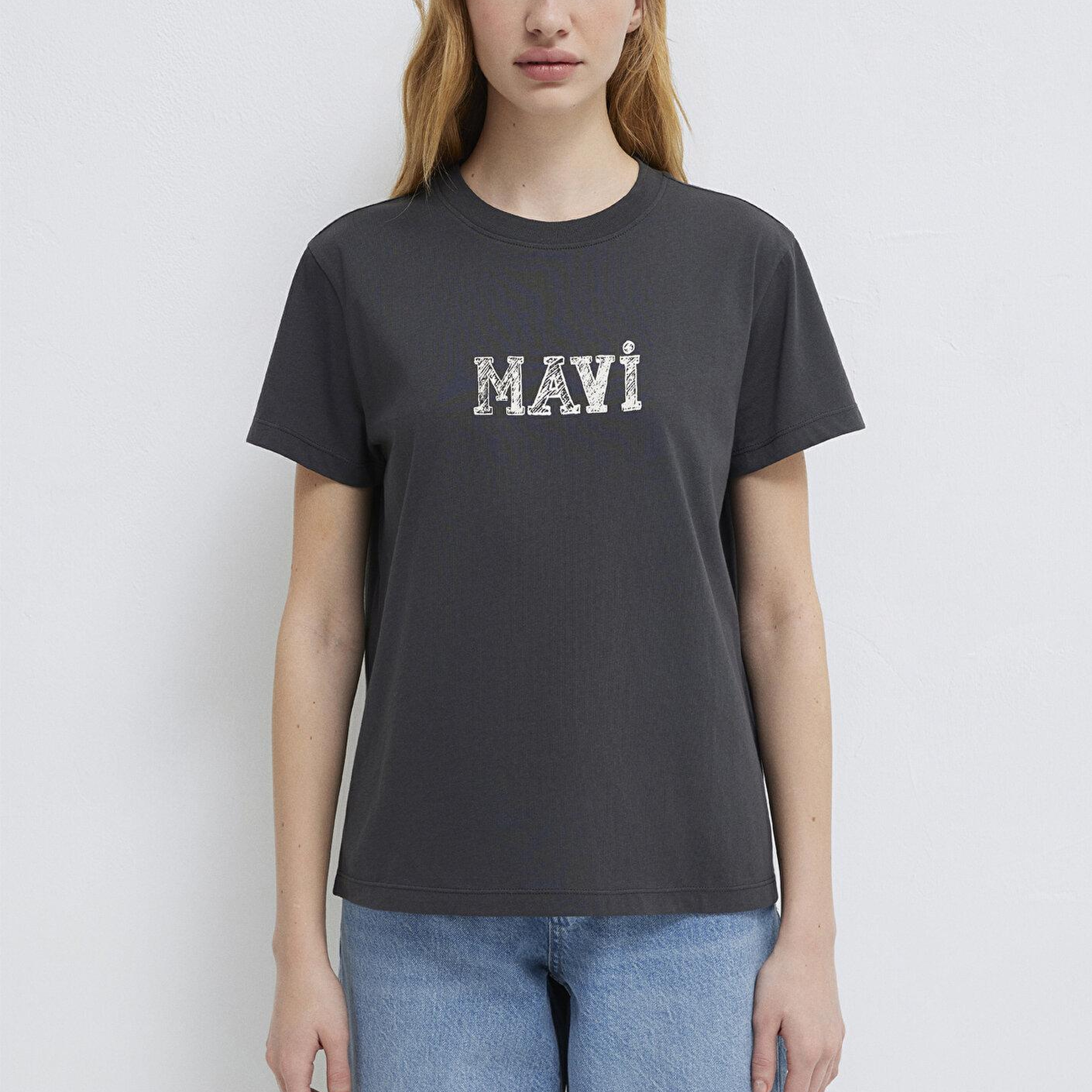 Mavi Mavi Baskılı Antrasit Tişört Regular Fit / Normal Kesim 1612232-34853