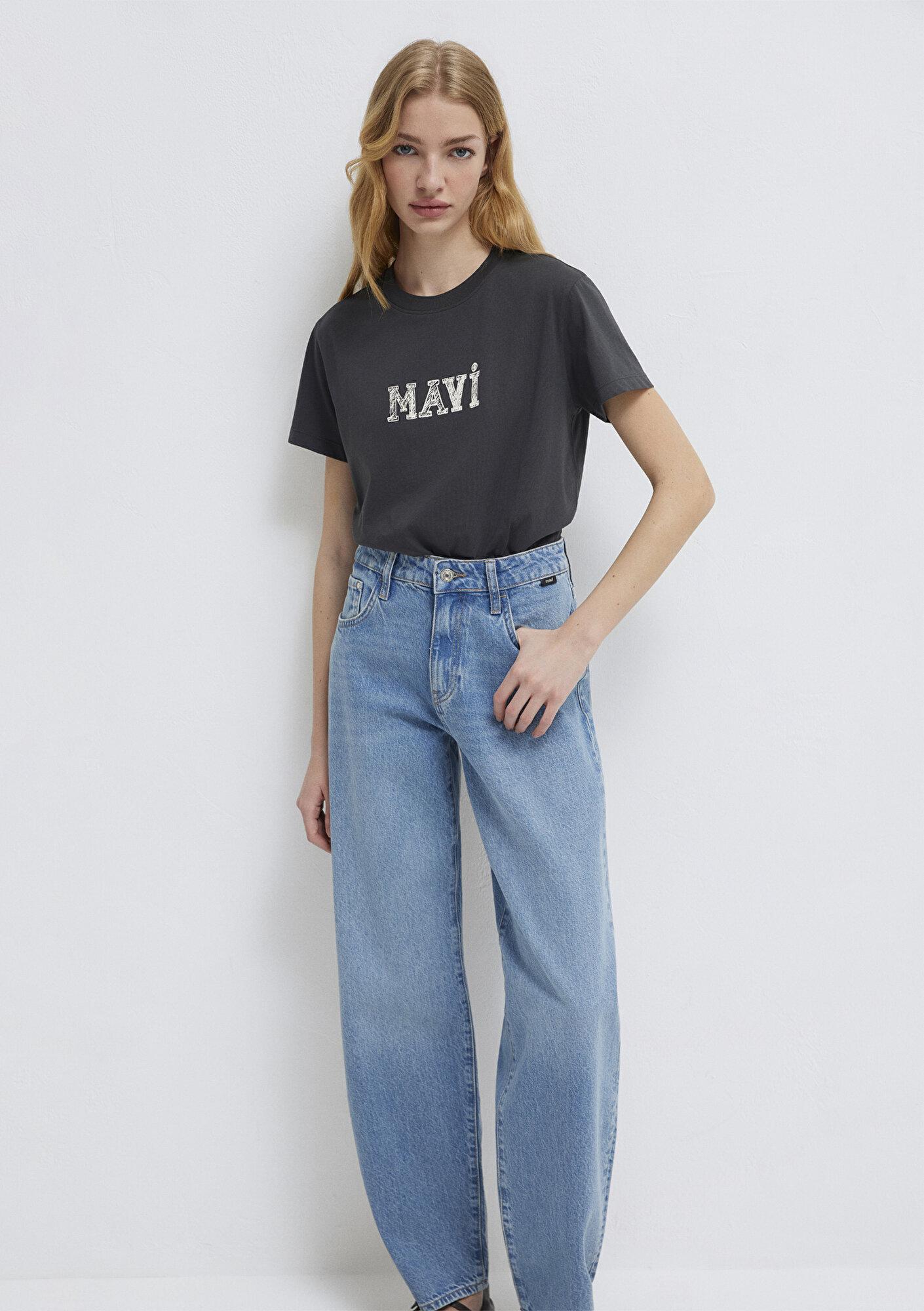 Mavi Mavi Baskılı Antrasit Tişört Regular Fit / Normal Kesim 1612232-34853