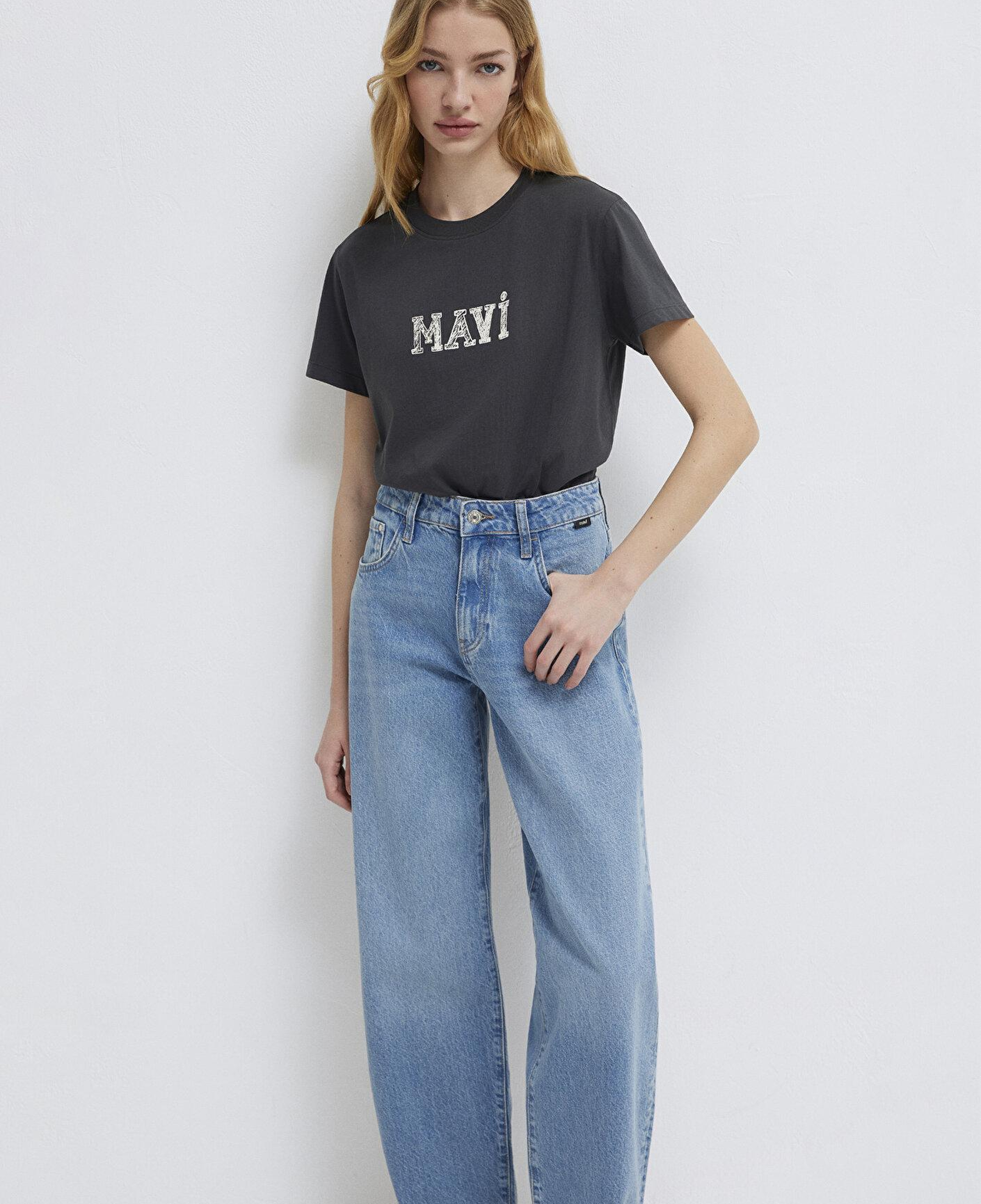 Mavi Mavi Baskılı Antrasit Tişört Regular Fit / Normal Kesim 1612232-34853