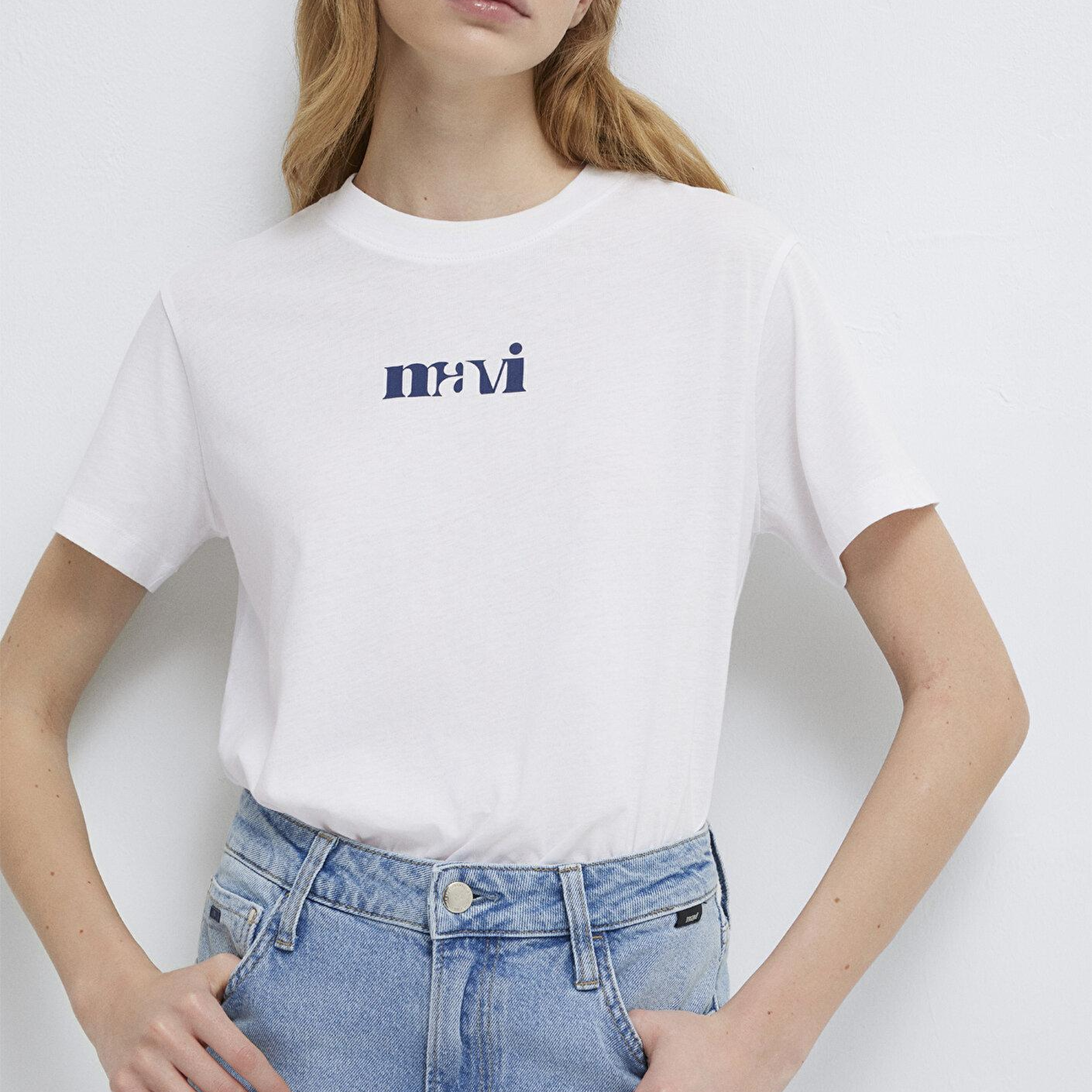 Mavi Mavi Baskılı Beyaz Tişört Regular Fit / Normal Kesim 1612241-620