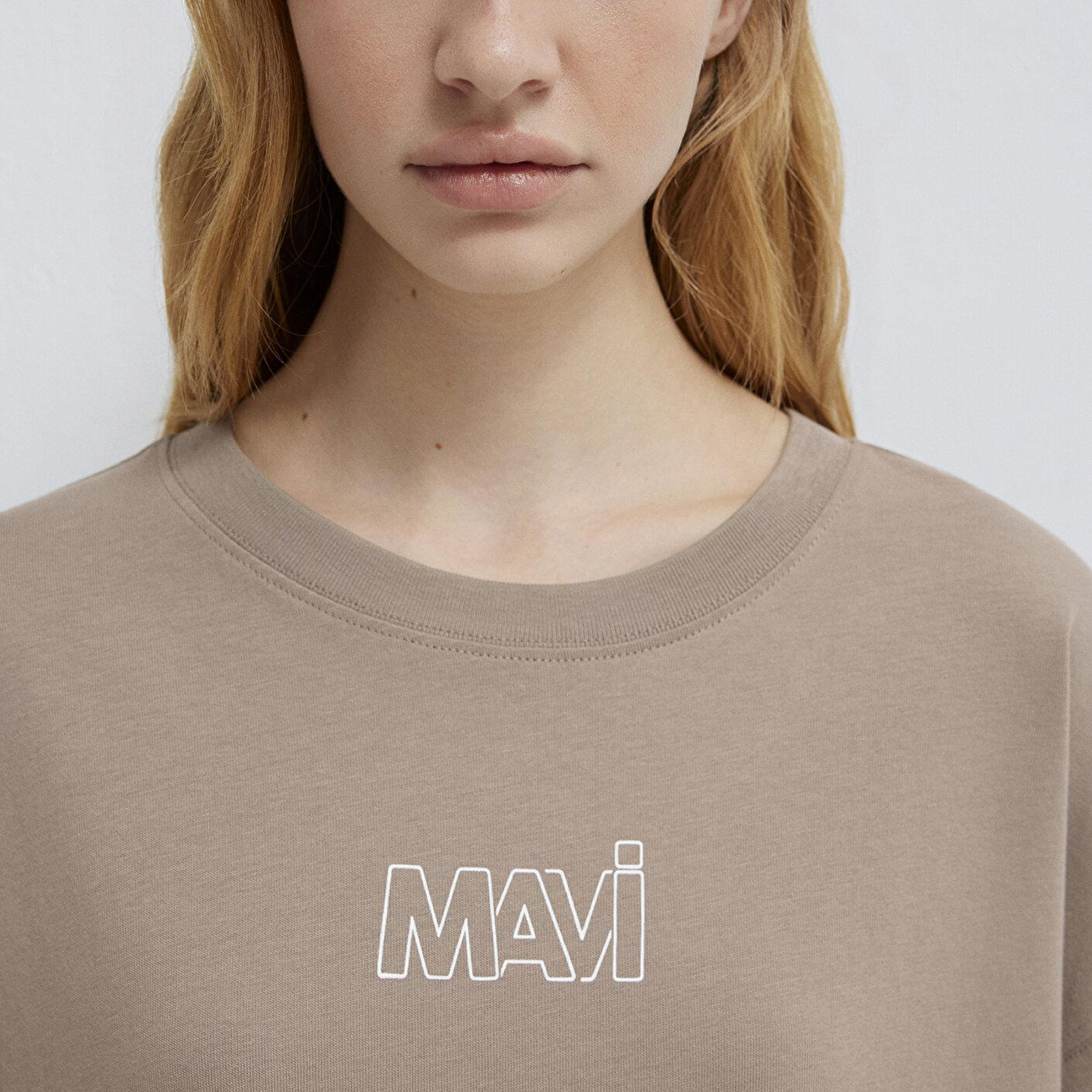 Mavi Mavi Logo Baskılı Bej Tişört Oversize / Geniş Kesim 1611592-70364