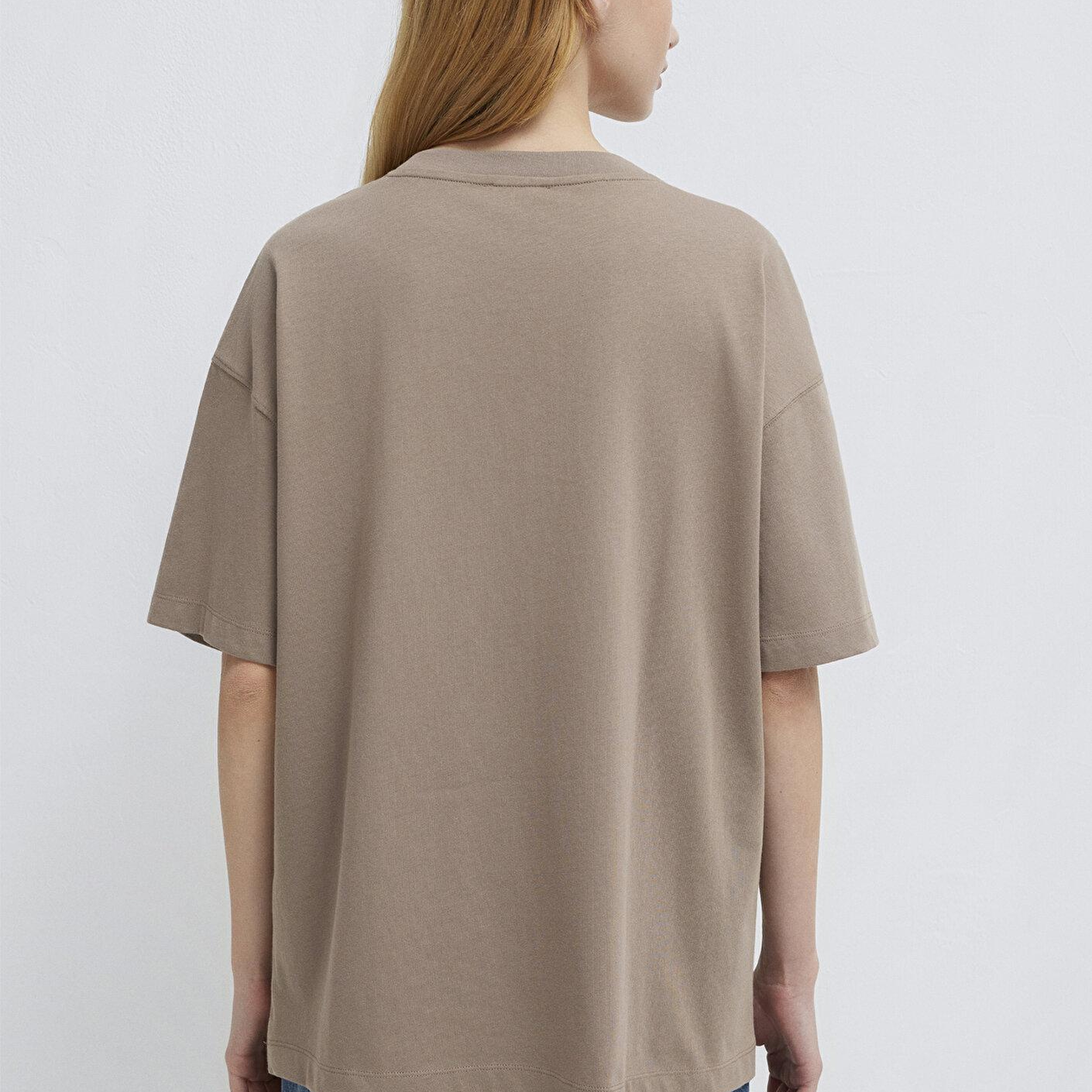 Mavi Mavi Logo Baskılı Bej Tişört Oversize / Geniş Kesim 1611592-70364