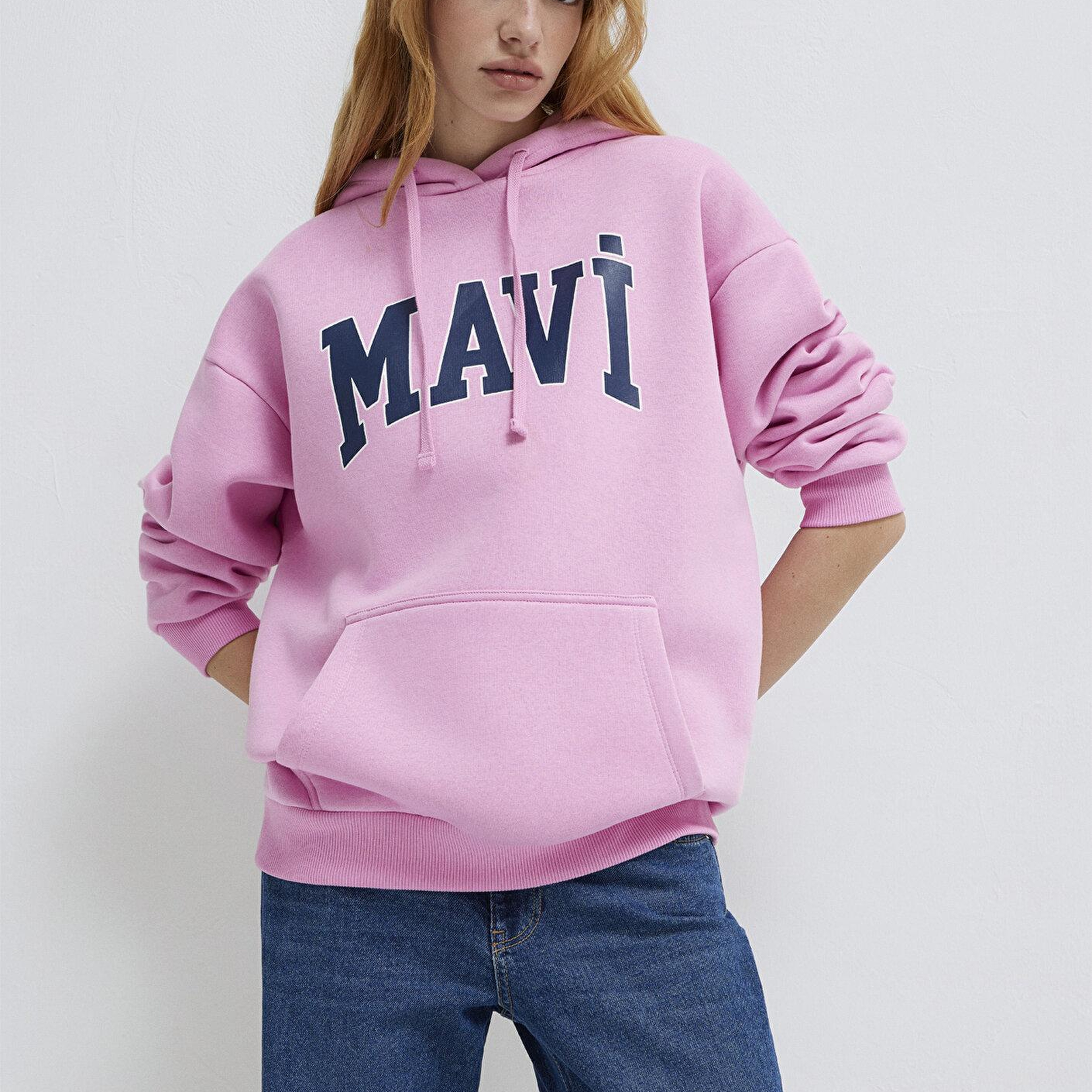 Mavi Mavi Logo Baskılı Kapüşonlu Pembe Sweatshirt 1600361-71038