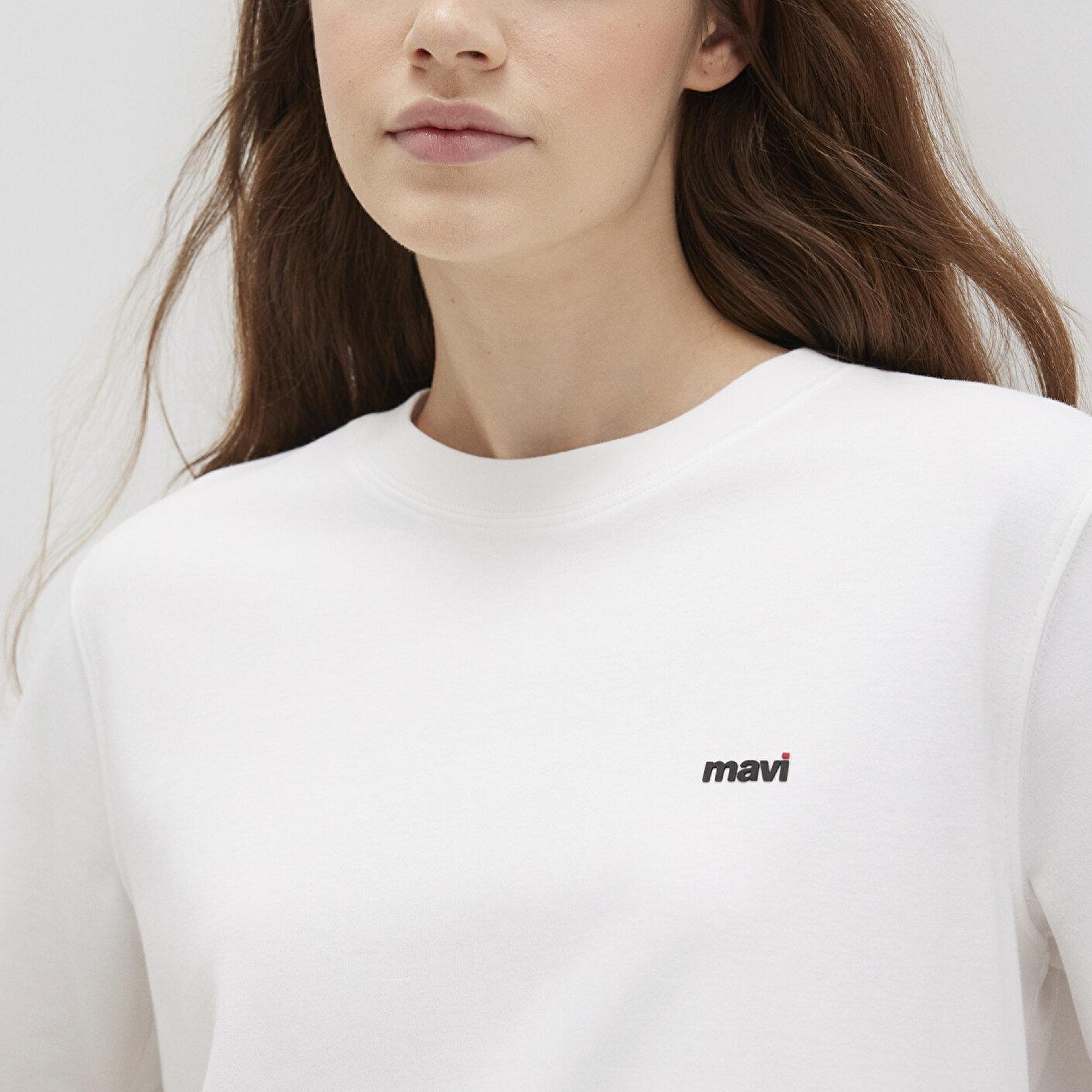 Mavi Mini Mavi Logo Baskılı İnterlok Beyaz Basic Tişört Regular Fit / Normal Kesim 1612122-70057