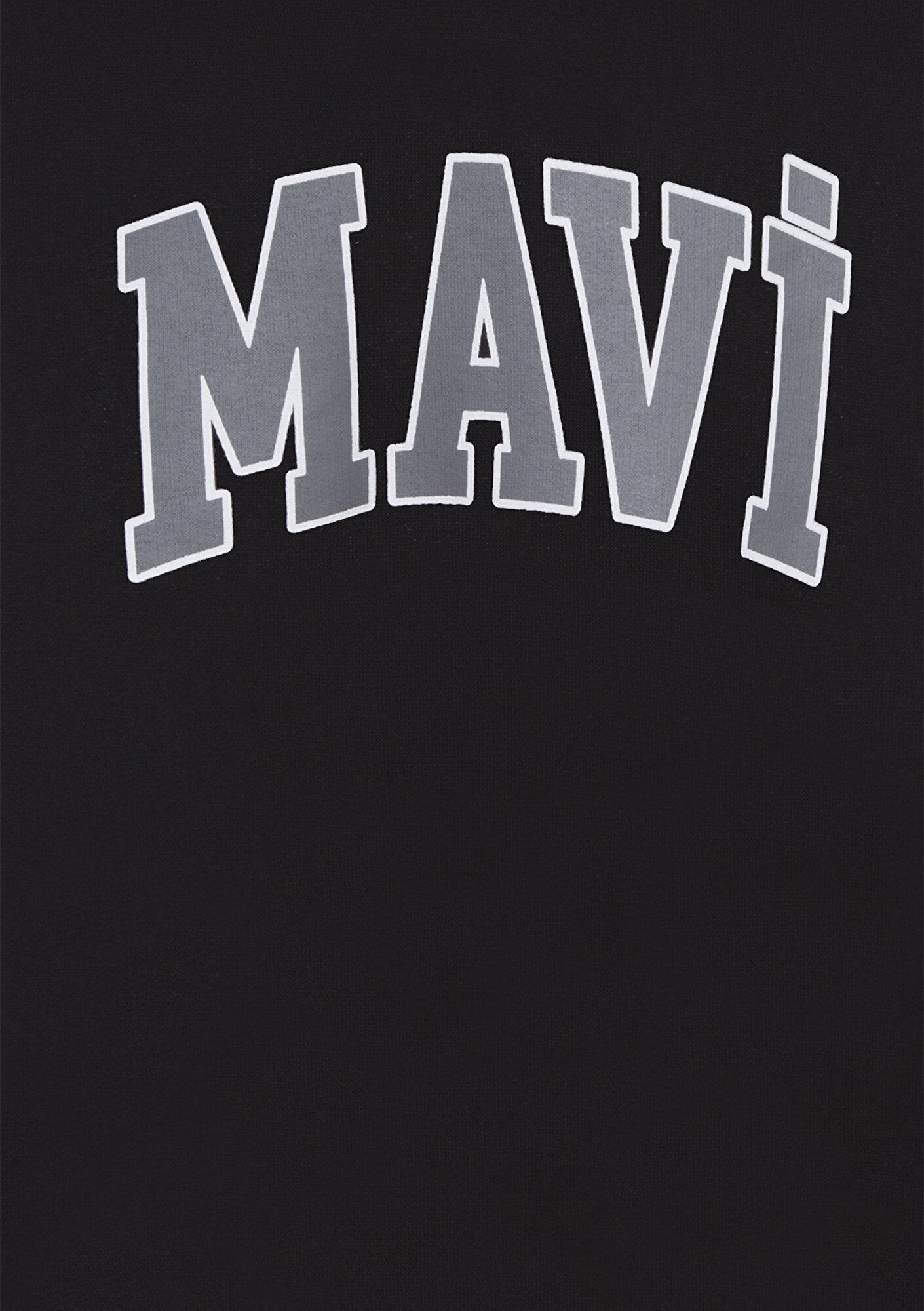 Mavi Mavi Logo Baskılı Kapüşonlu Siyah Sweatshirt 6610110-900