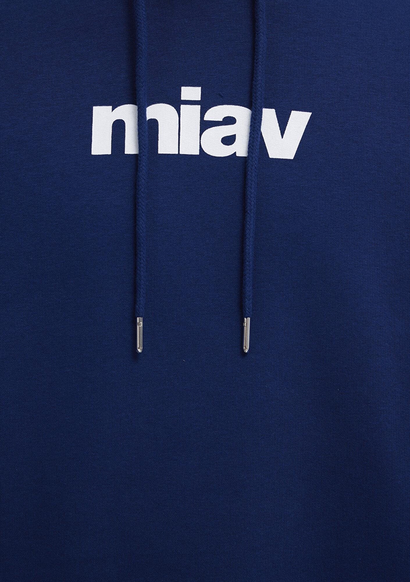 Mavi Miav Baskılı Kapüşonlu Mavi Sweatshirt 0S10001-70722
