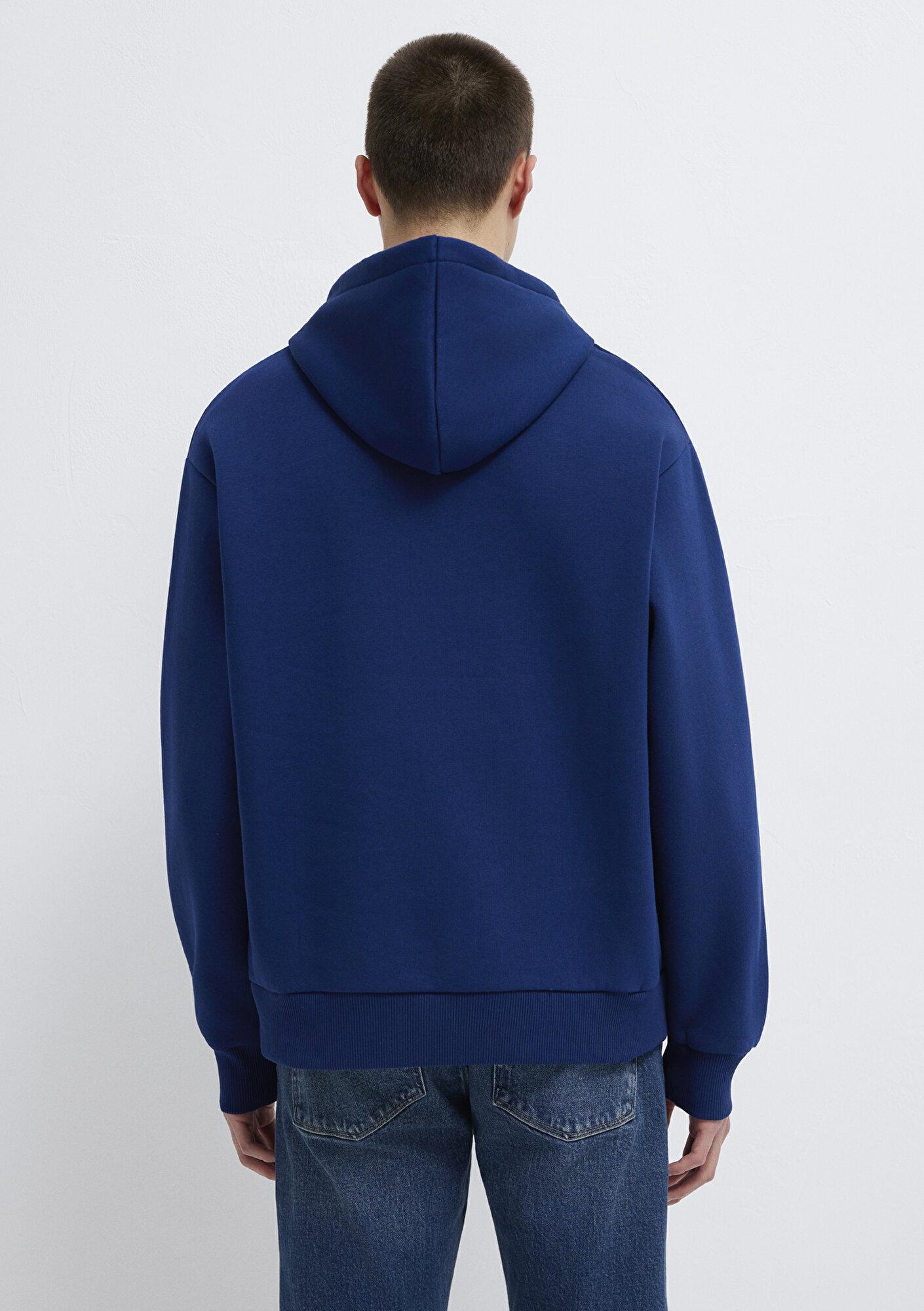 Mavi Miav Baskılı Kapüşonlu Mavi Sweatshirt 0S10001-70722