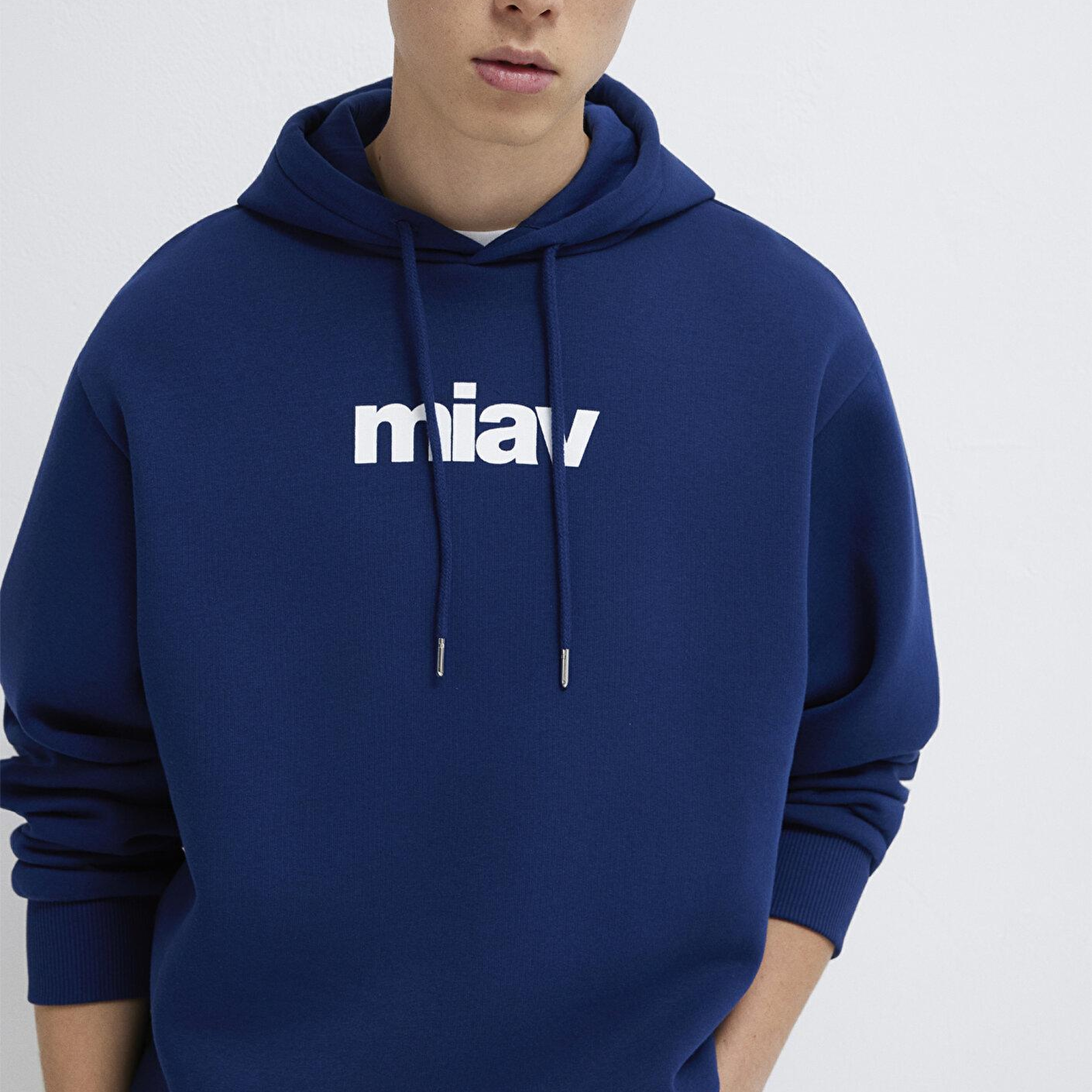 Mavi Miav Baskılı Kapüşonlu Mavi Sweatshirt 0S10001-70722