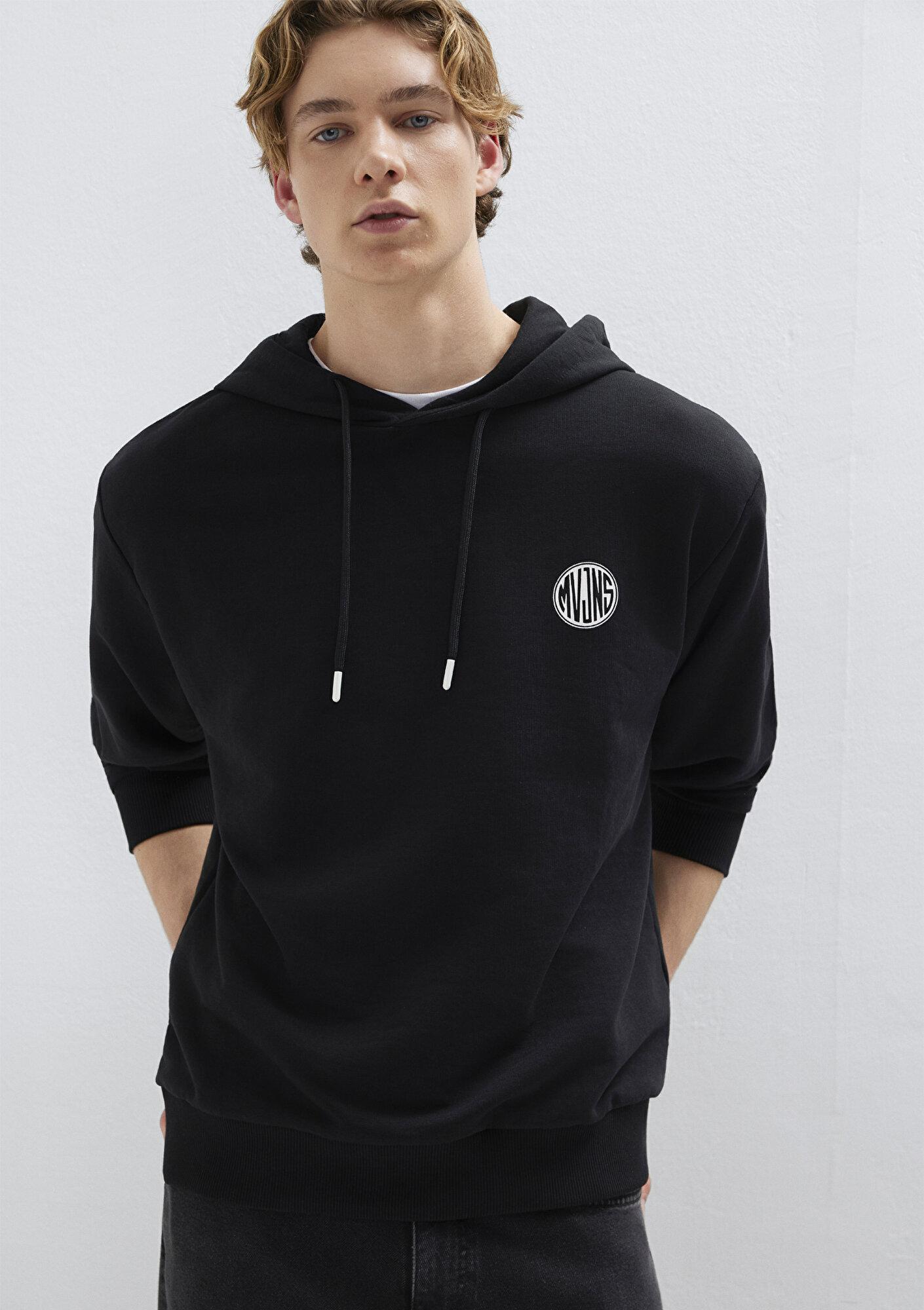 Mavi MVJNS Logo Baskılı Kapüşonlu Siyah Sweatshirt 0611786-900