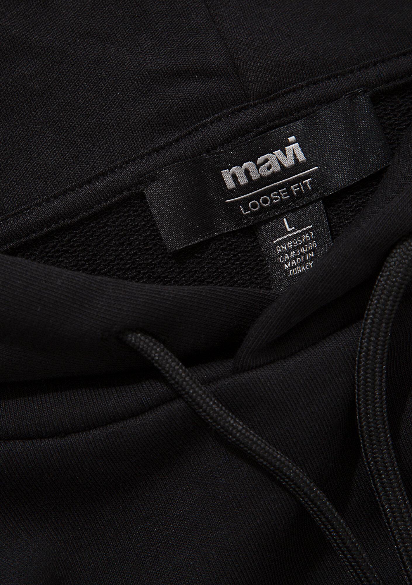Mavi MVJNS Logo Baskılı Kapüşonlu Siyah Sweatshirt 0611786-900