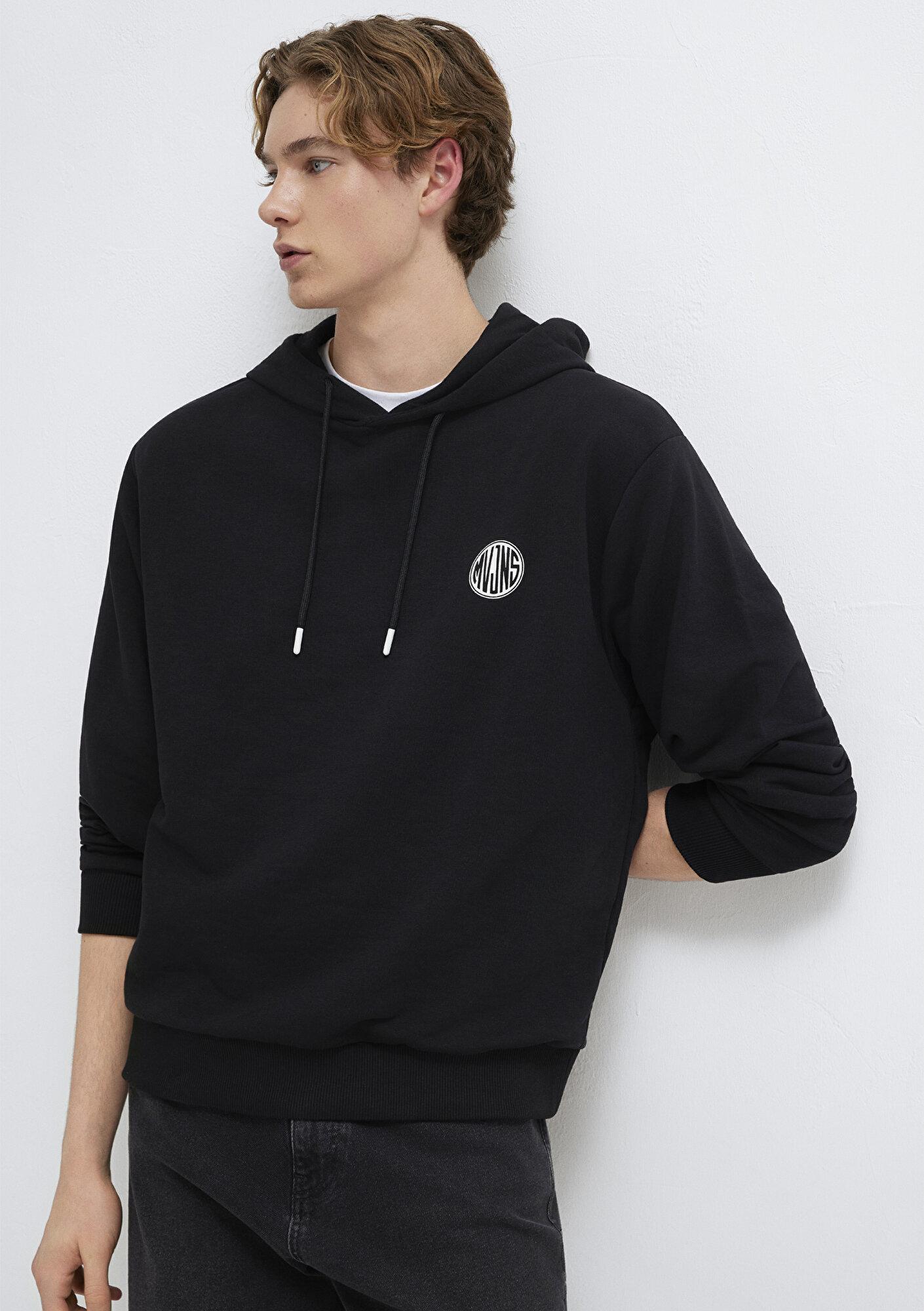 Mavi MVJNS Logo Baskılı Kapüşonlu Siyah Sweatshirt 0611786-900