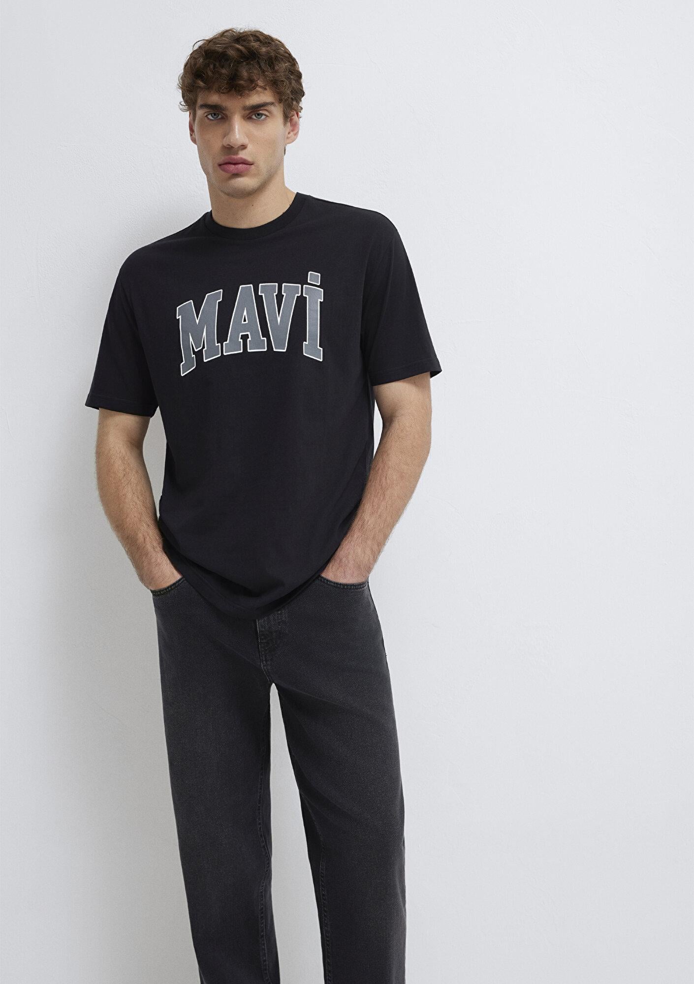 Mavi Mavi Logo Baskılı Siyah Tişört Loose Fit / Bol Rahat Kesim 0611711-900