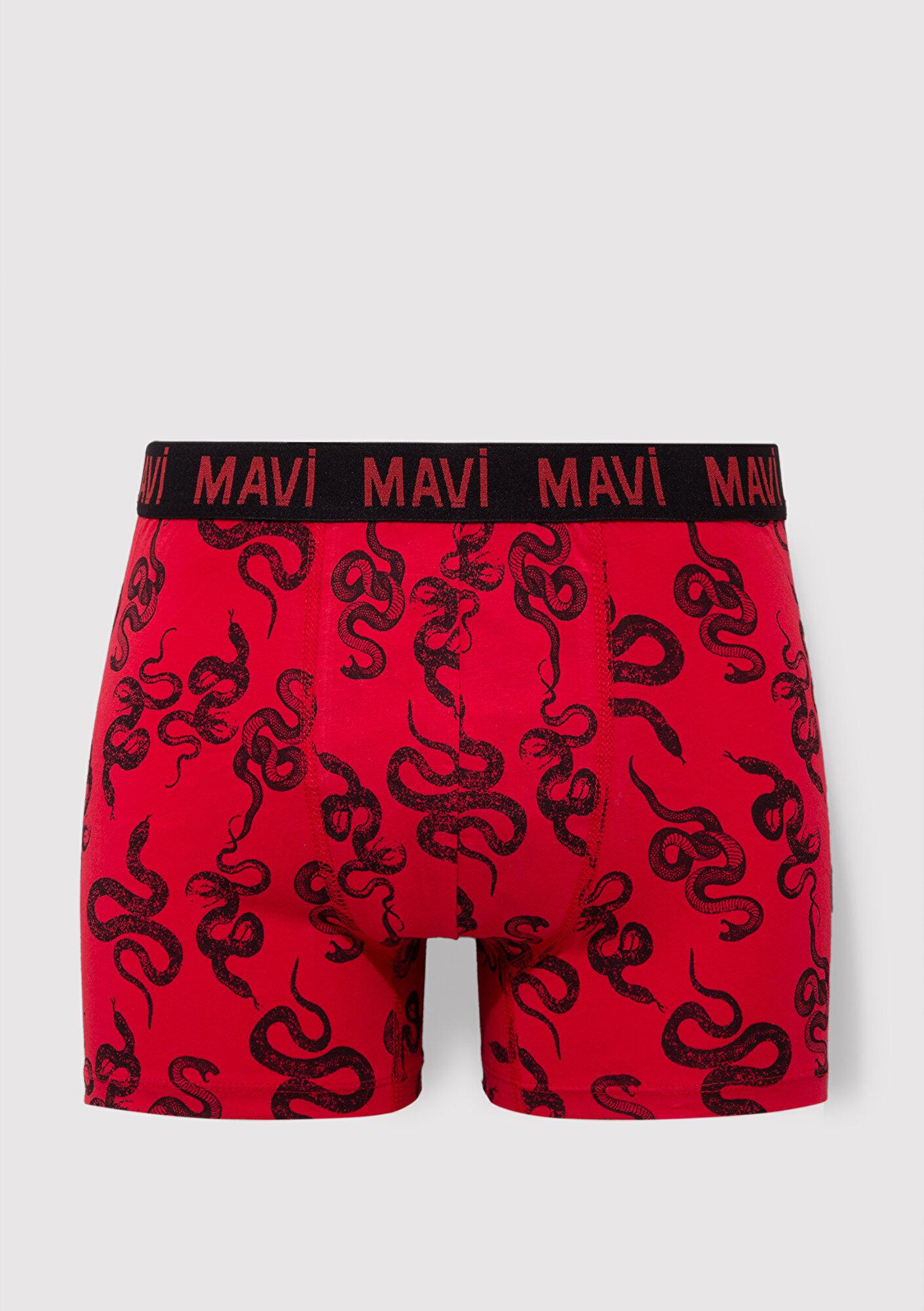 Mavi Yılan Baskılı Kırmızı Boxer 0911056-82677